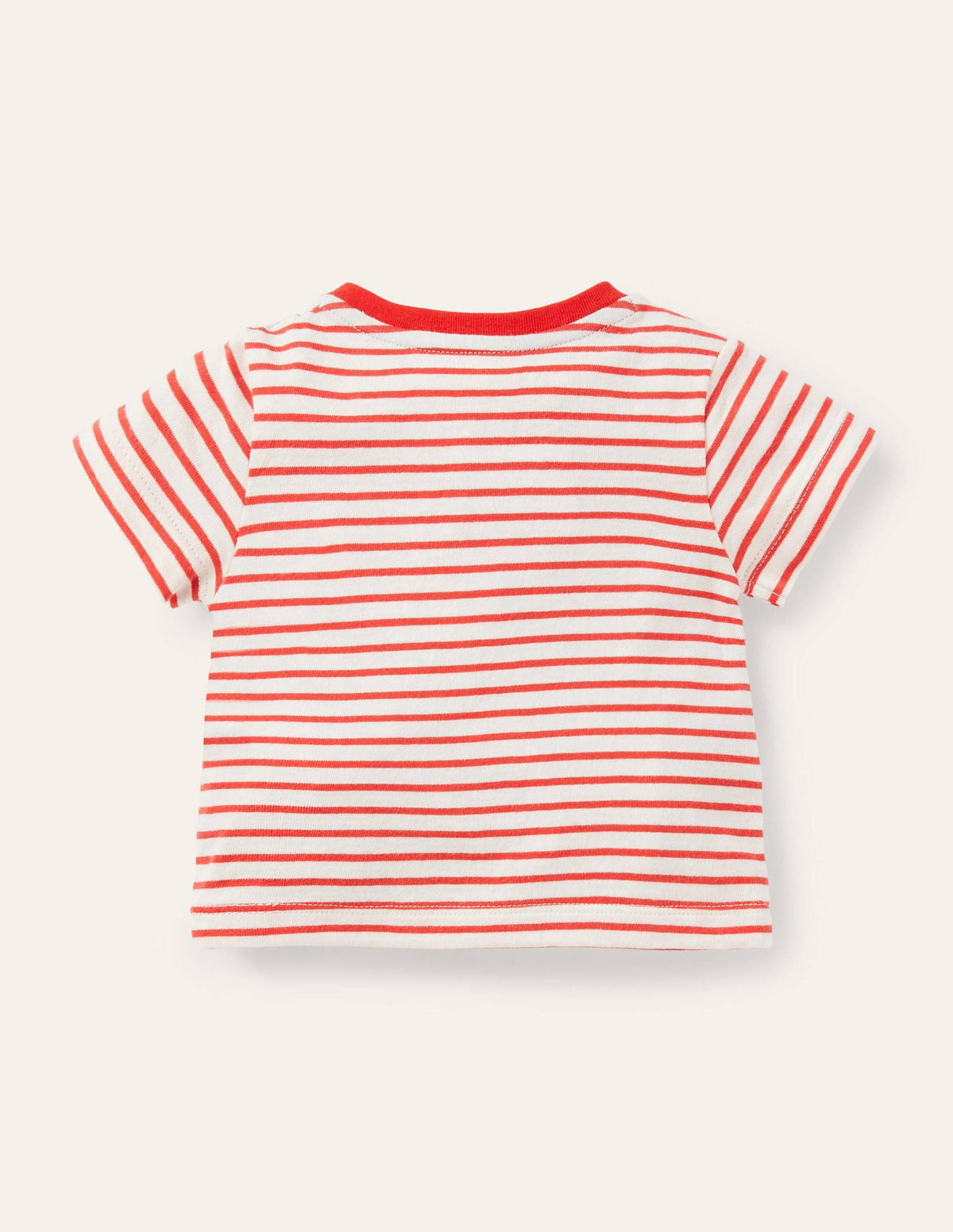 Peeking Animals Stripy T-shirt-Ivory/Red Under the Sea-2