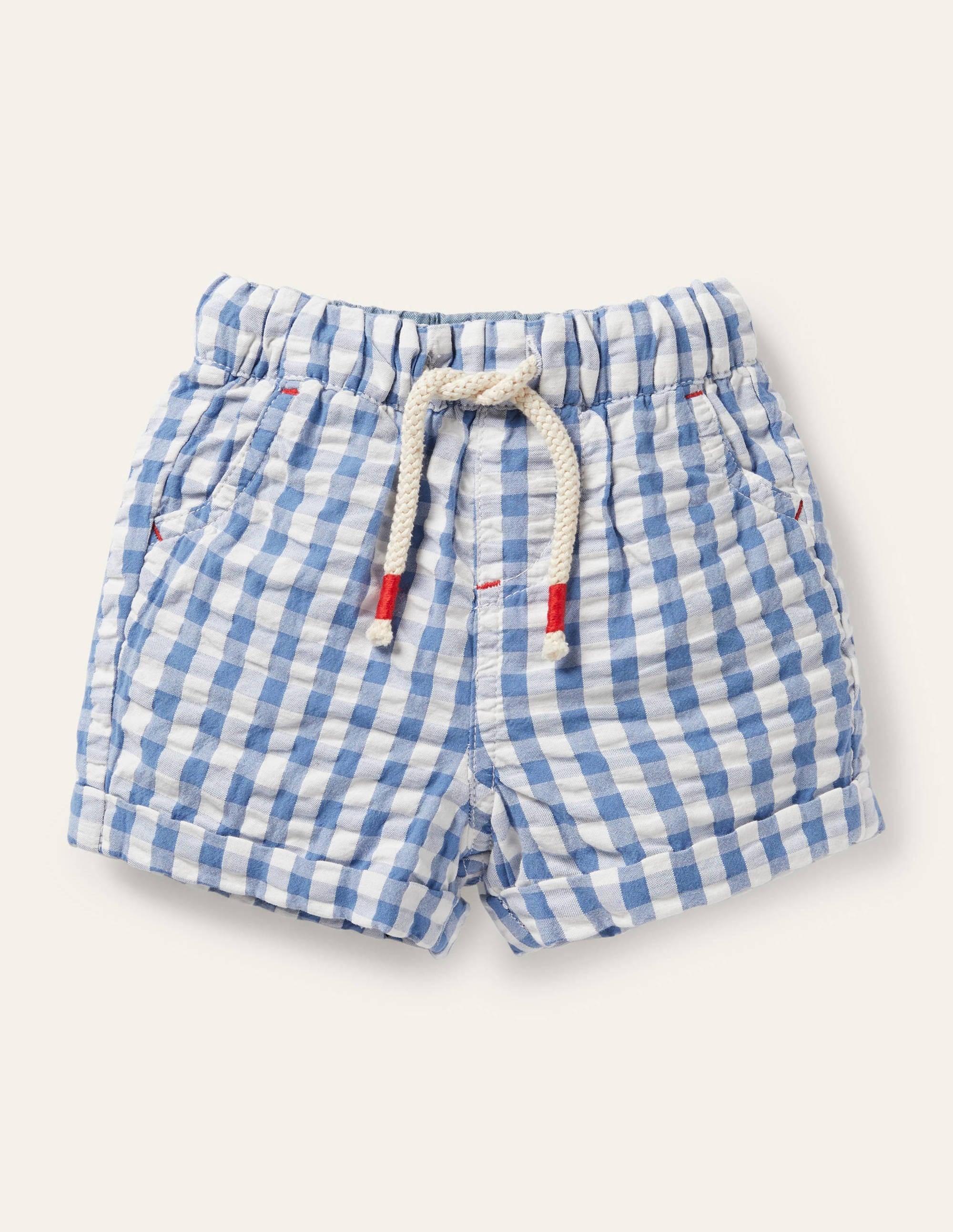 Check Woven Shorts-Seascape Blue Gingham - Image 1