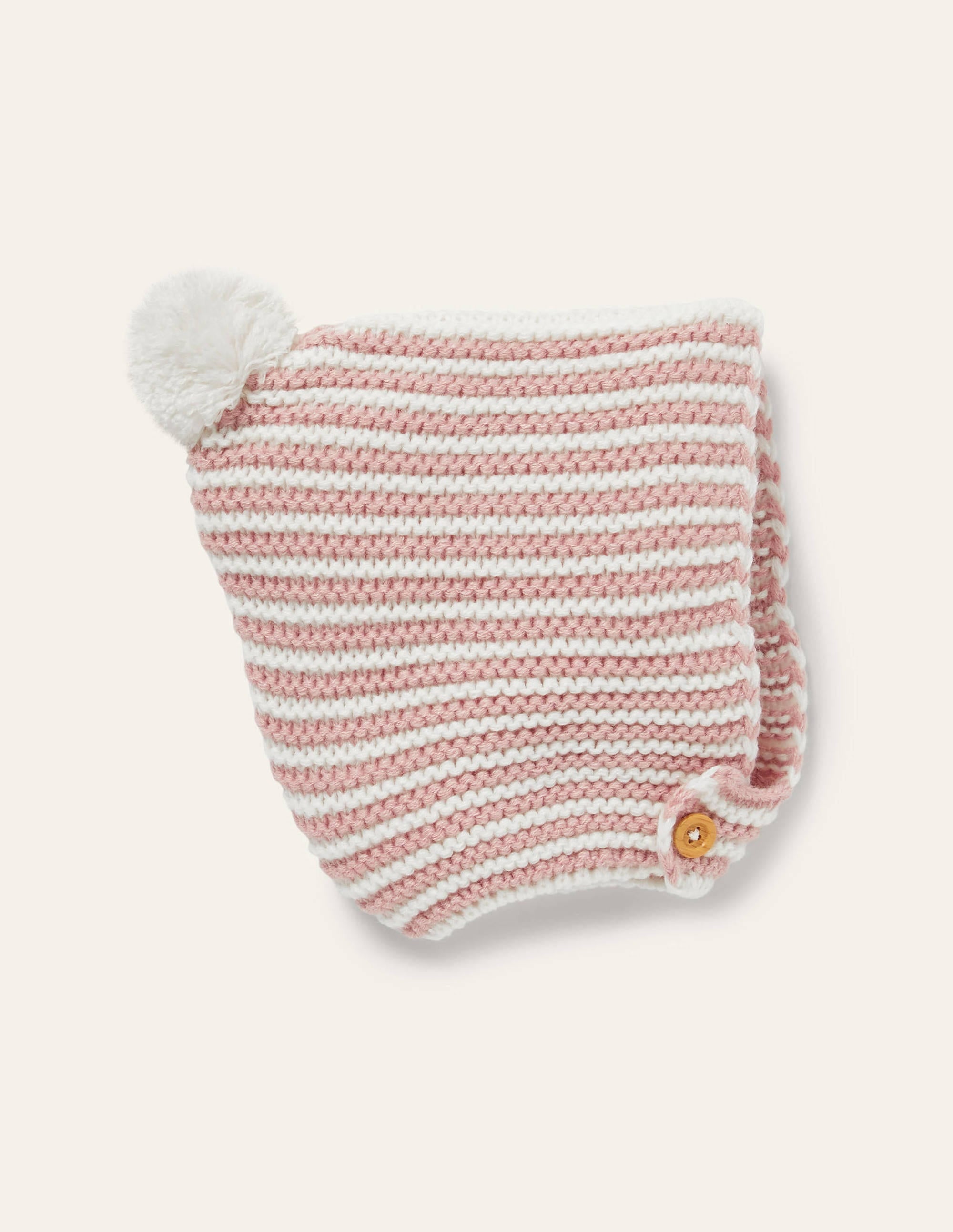 Knitted Bonnet-Vintage Pink/Ivory - Image 1