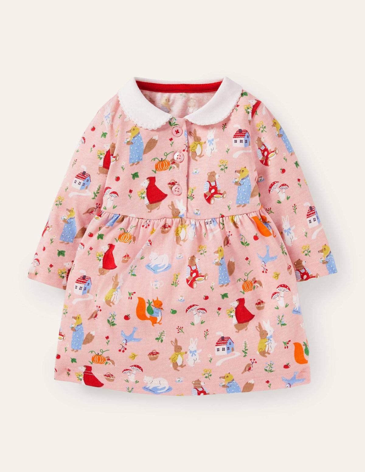 Jersey Collared Dress-Boto Pink Bedtime Stories-1