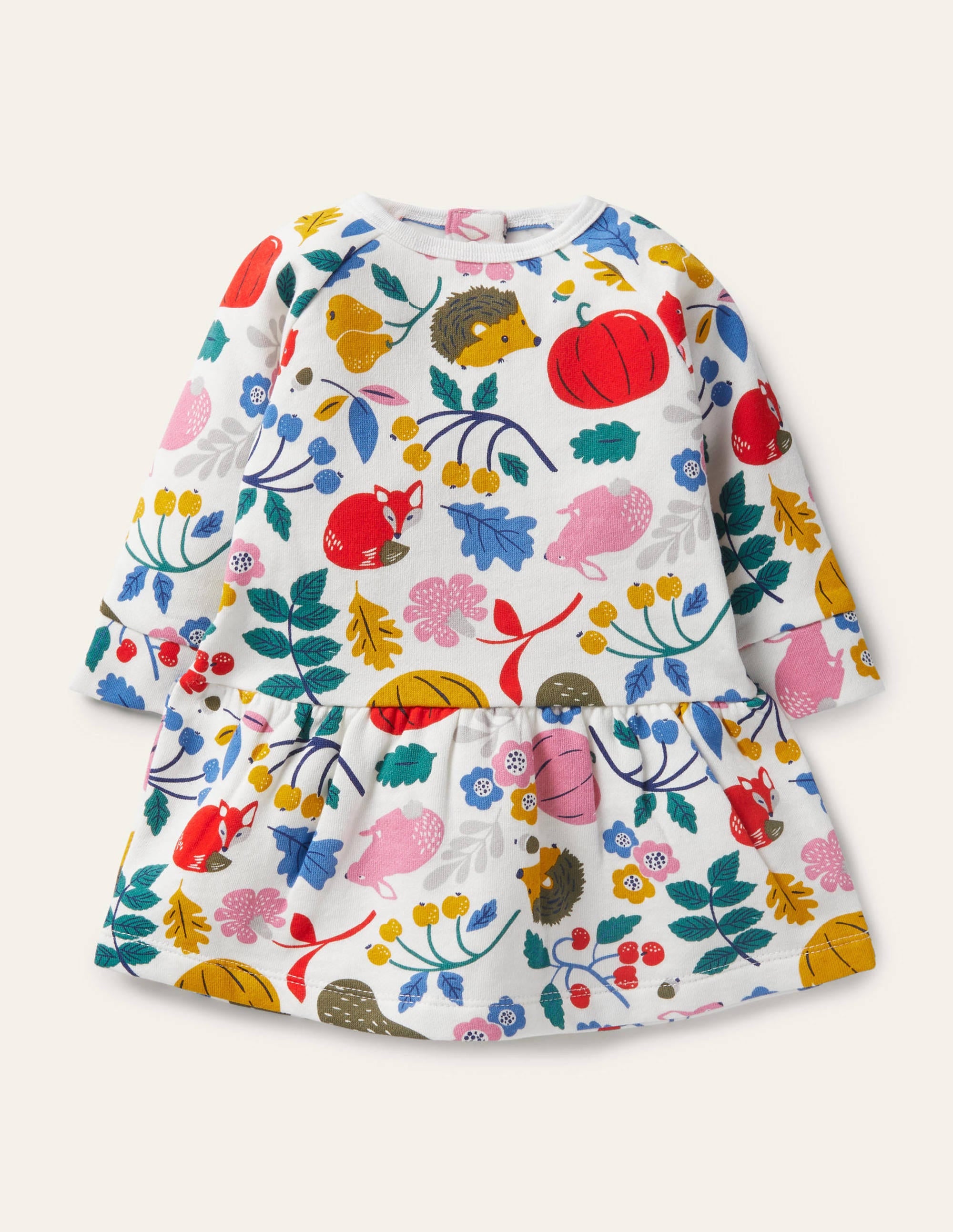 Cosy Sweatshirt Dress-Ivory Forest Friends - Image 1