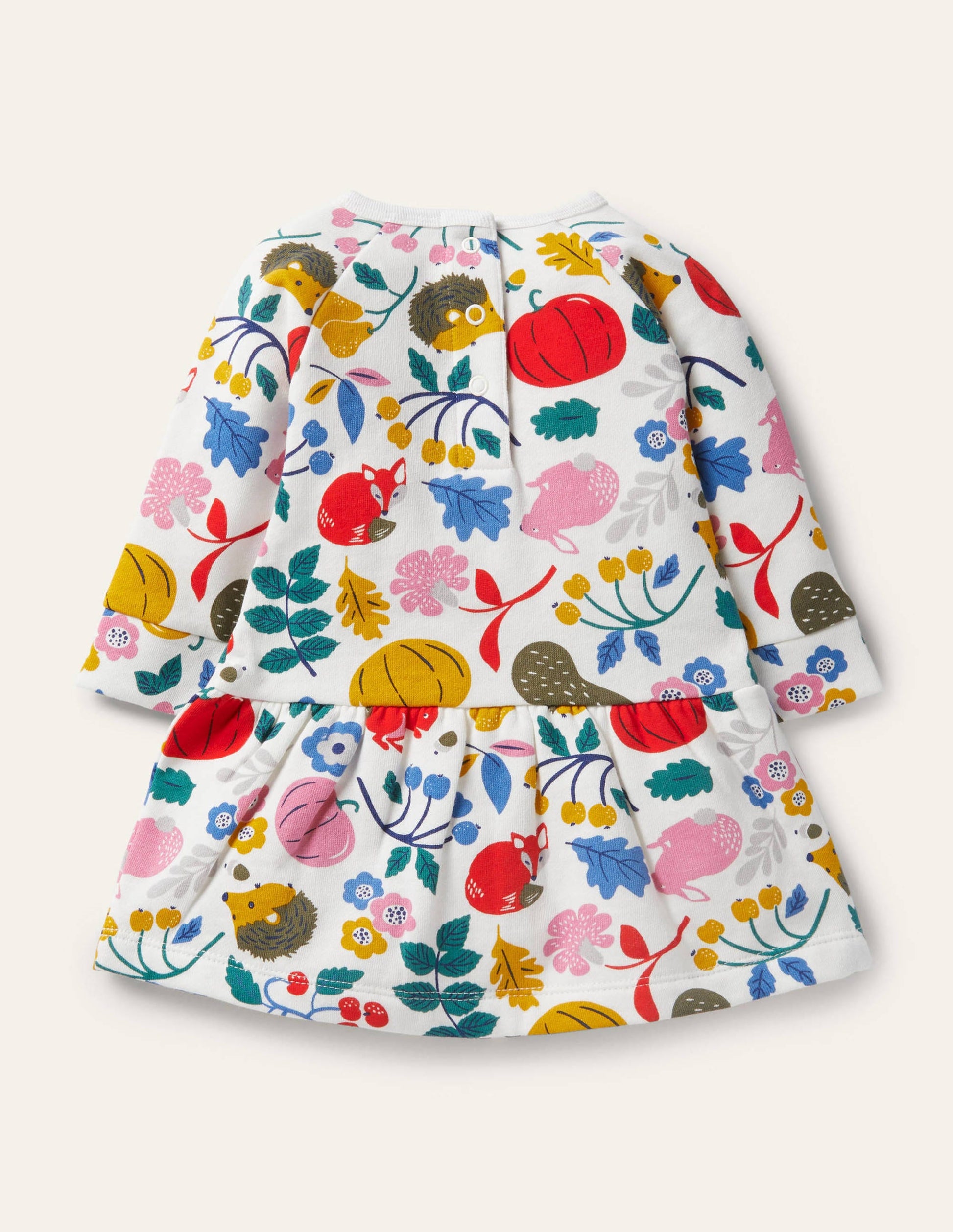 Cosy Sweatshirt Dress-Ivory Forest Friends-2
