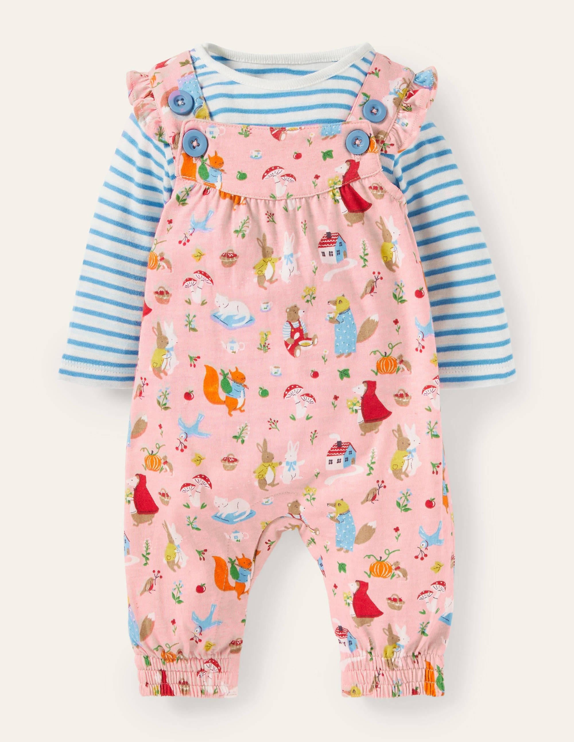 Jersey Dungaree Set-Boto Pink Bedtime Stories - Image 1