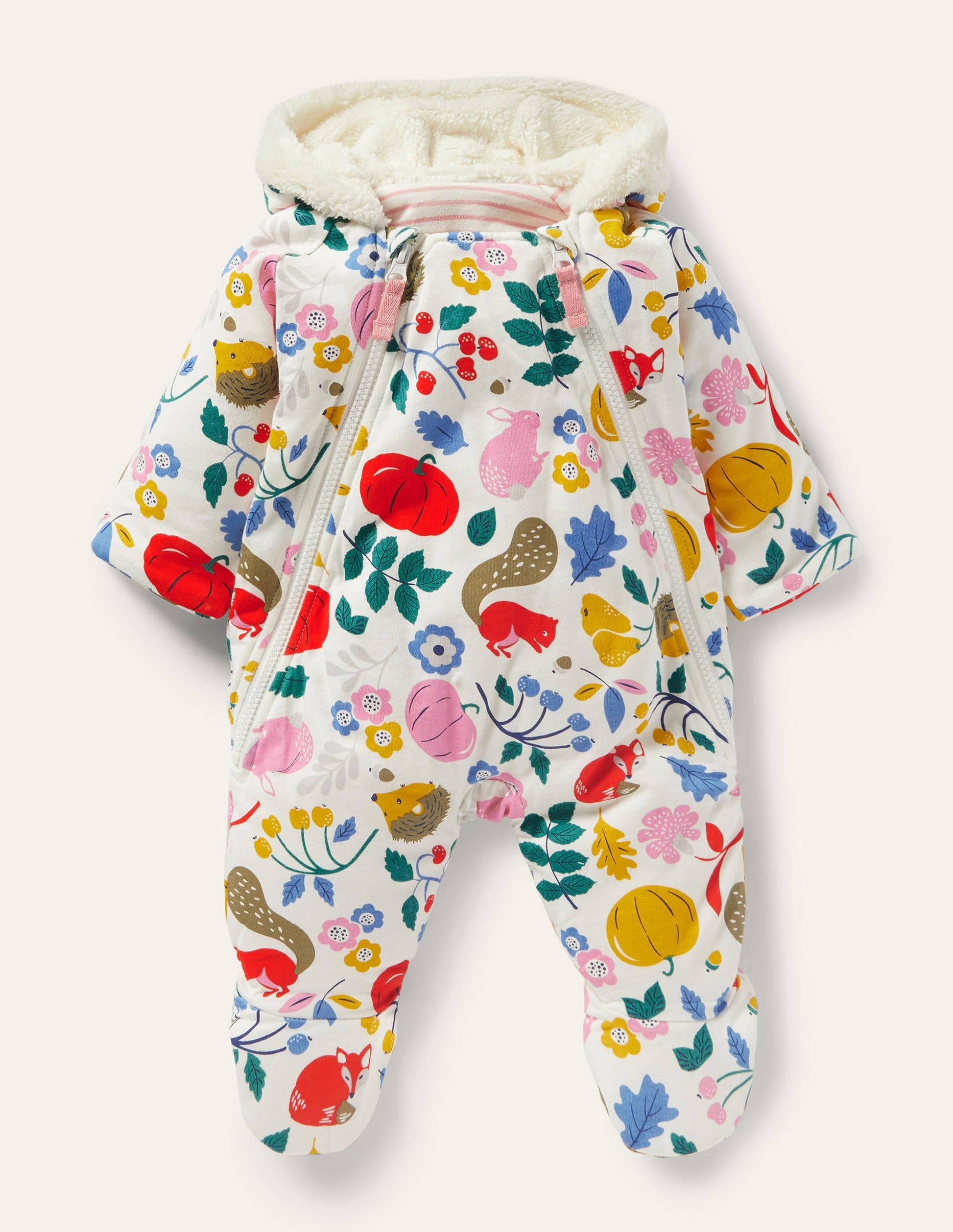 Harvest Cosy Pram Suit-Ivory Forest Friends-1