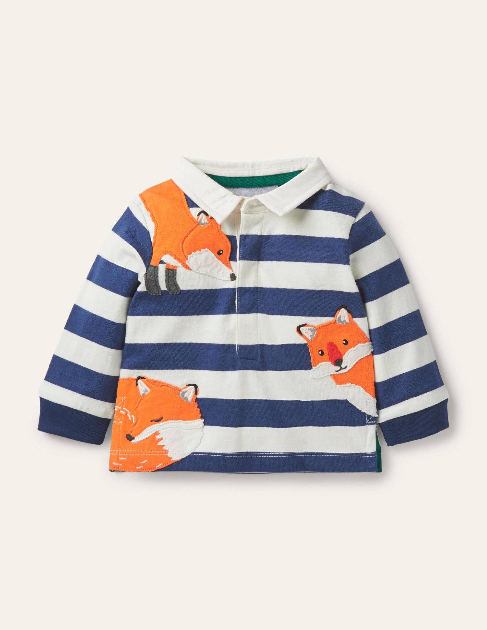 Peeking-in Fox Rugby T-Shirt-Ivory/Starboard Blue Foxes-1