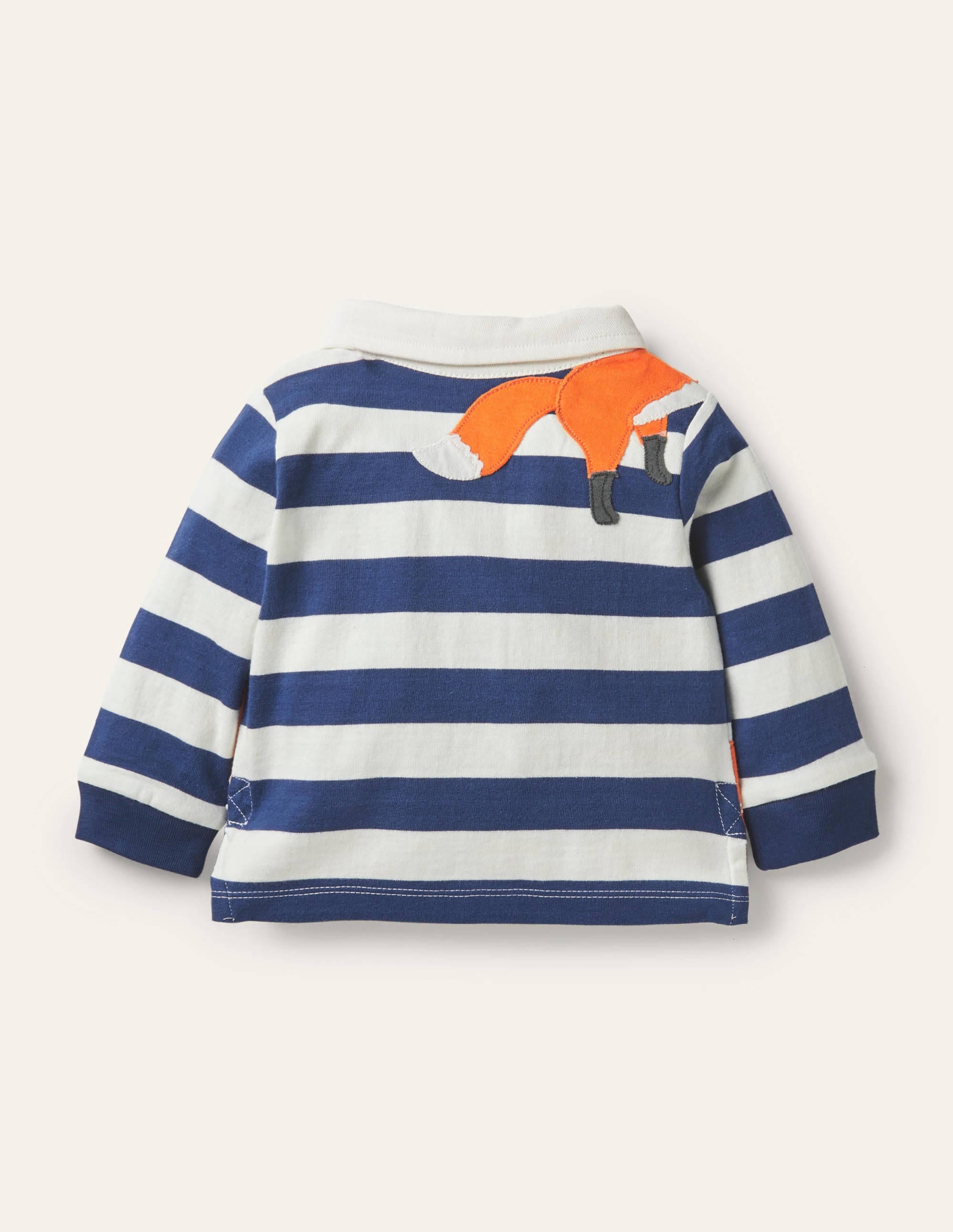 Peeking-in Fox Rugby T-Shirt-Ivory/Starboard Blue Foxes - Image 2