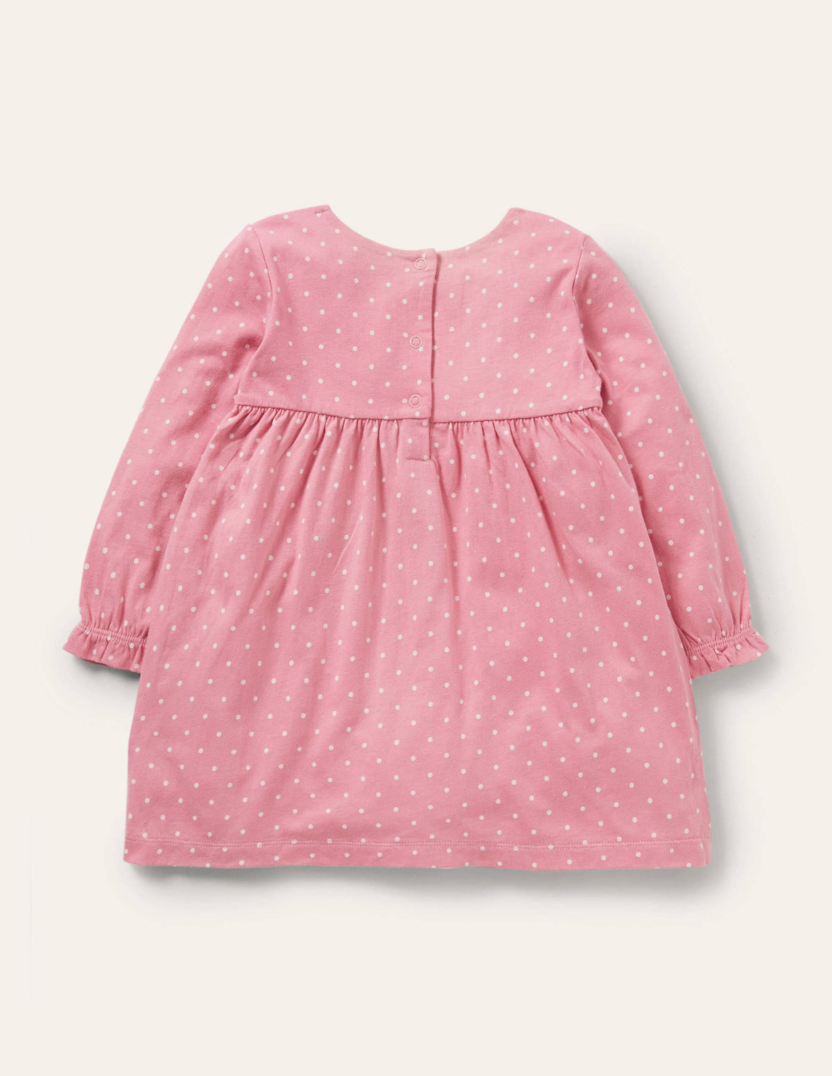 Spotty Appliqué Jersey Dress-Formica Pink Owls-2