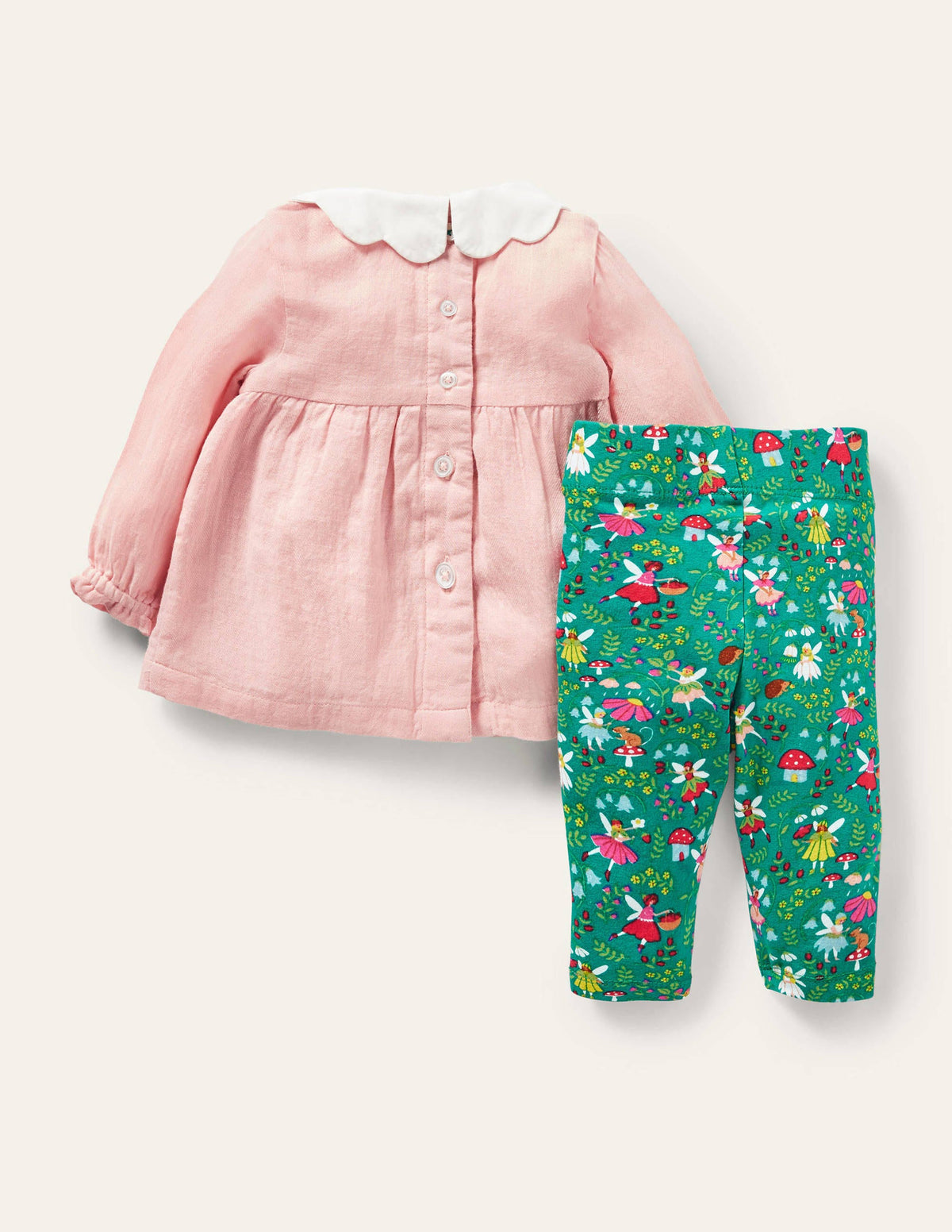 Woven Top & Leggings Set-Sardinia Green Fairy Garden - Image 2