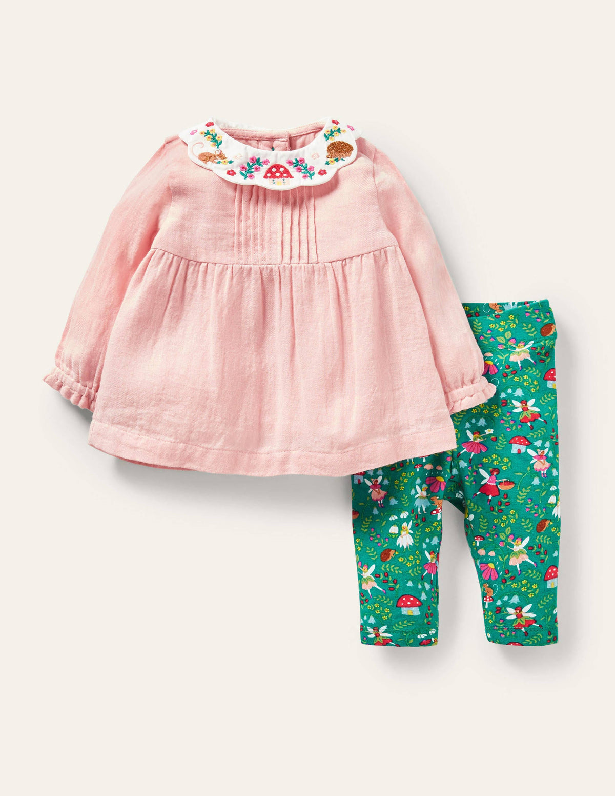 Woven Top & Leggings Set-Sardinia Green Fairy Garden - Image 1