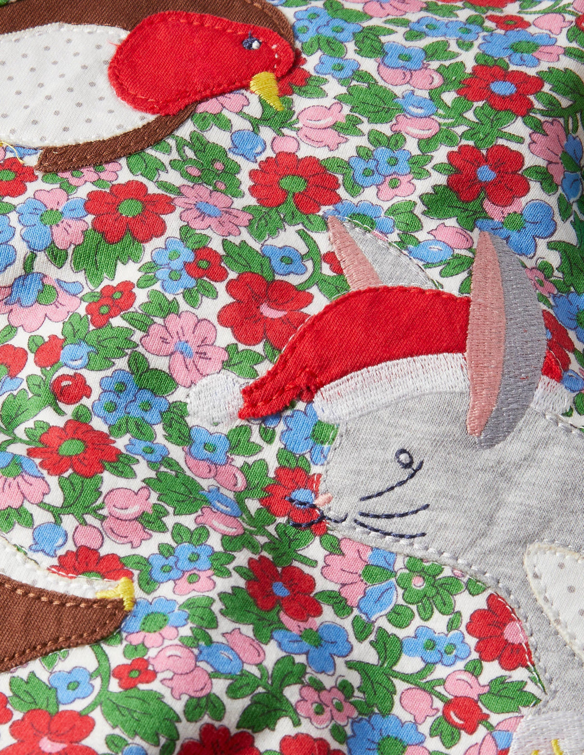 Novelty Christmas Romper-Ivory Vintage Bloom Animals-3