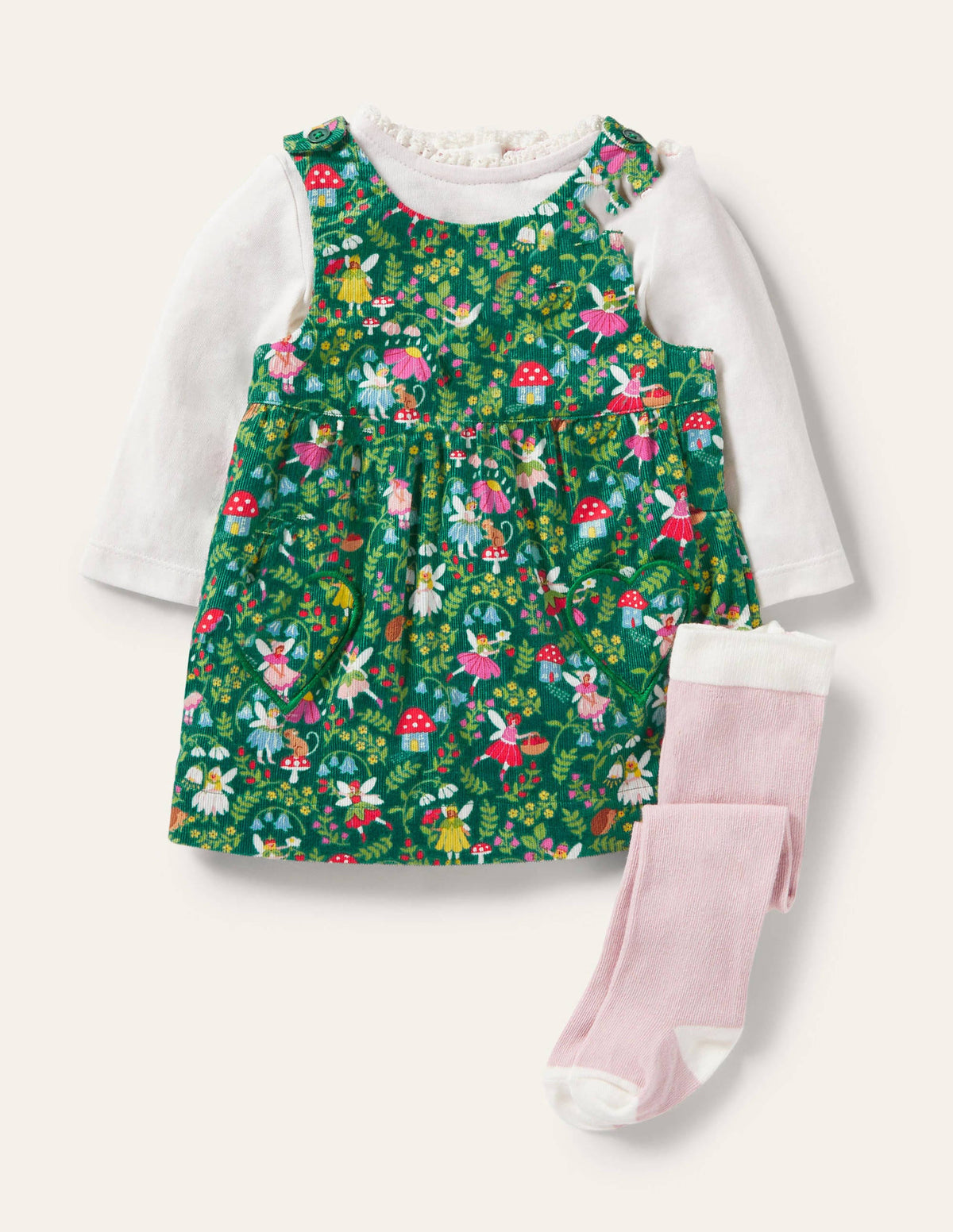 Cord Dress 3 Piece Set-Sardinia Green Fairy Garden - Image 1