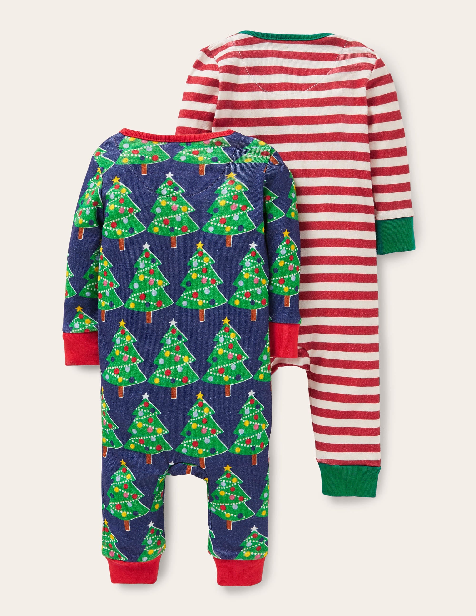 Twin Pack Zip Sleepsuit-Starboard Blue Christmas Trees - Image 2