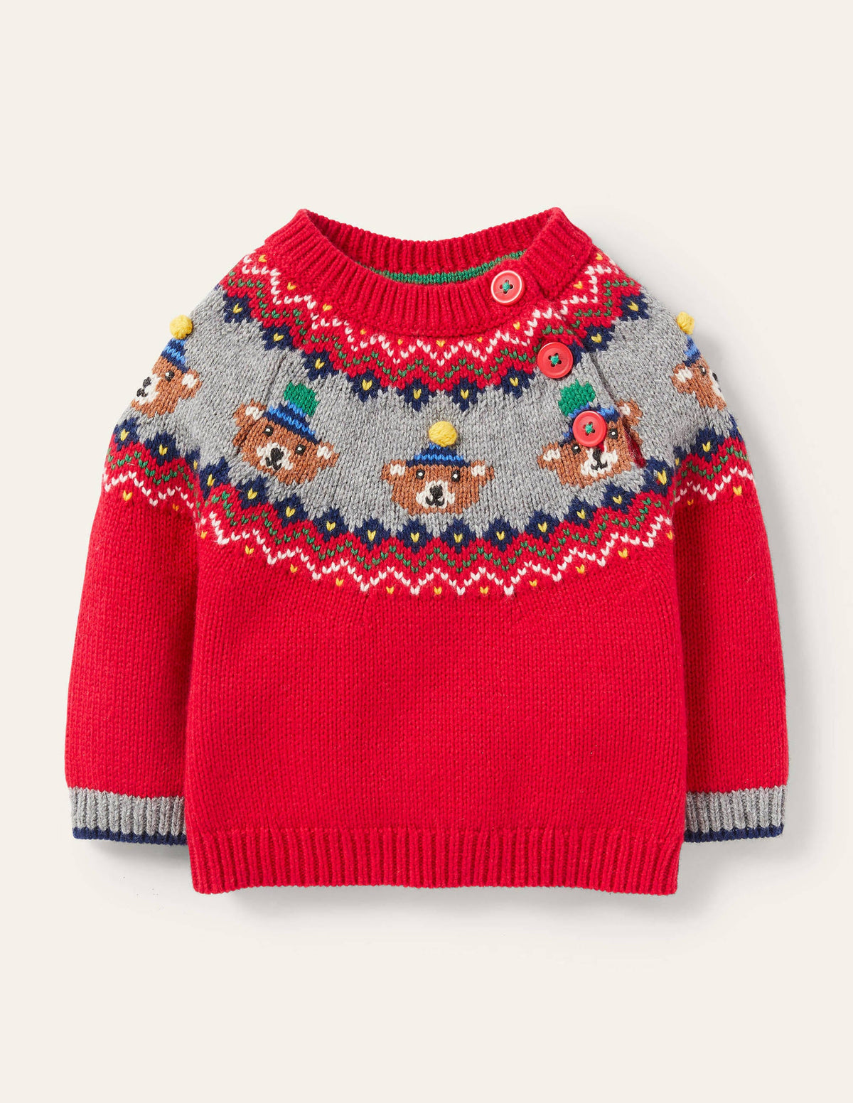 Fair Isle Jumper-Rockabilly Red Bears - Image 1
