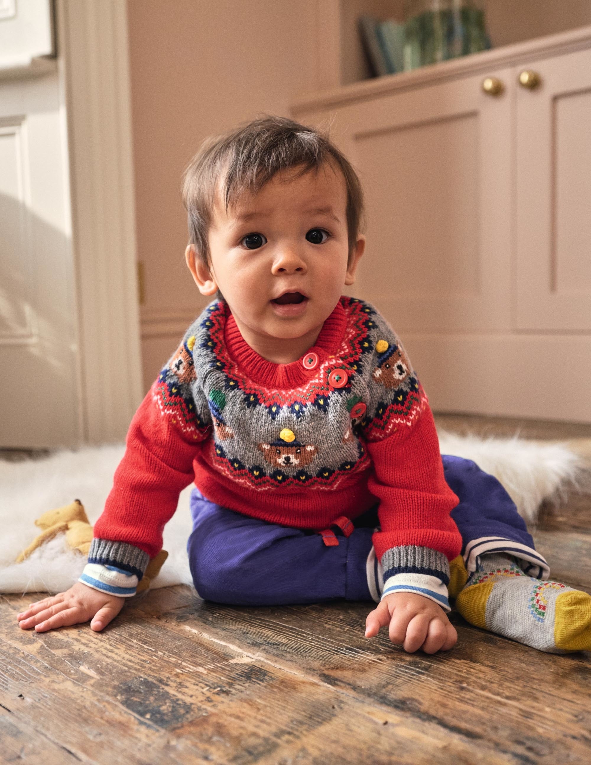 Fair Isle Jumper-Rockabilly Red Bears - Image 4