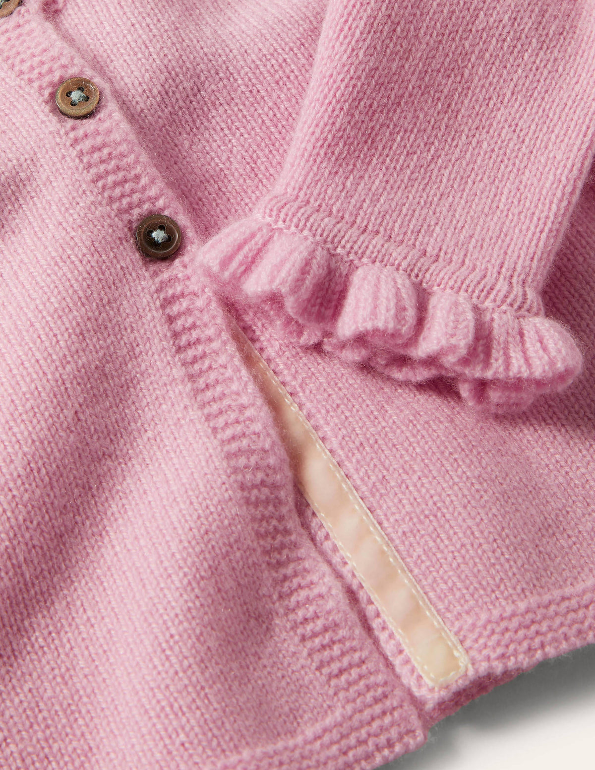 Frilly Cashmere Cardigan-Boto Pink - Image 3
