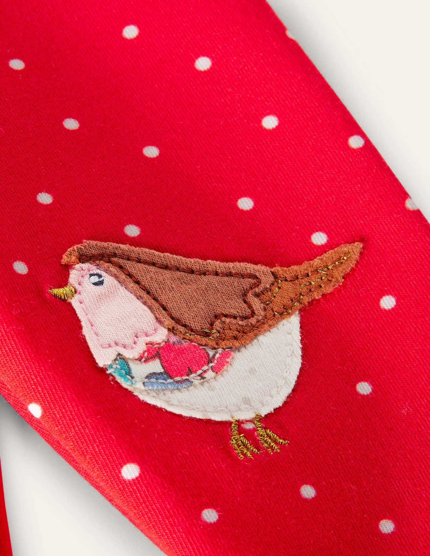 Festive Appliqué Leggings-Rockabilly Red Spot Robins