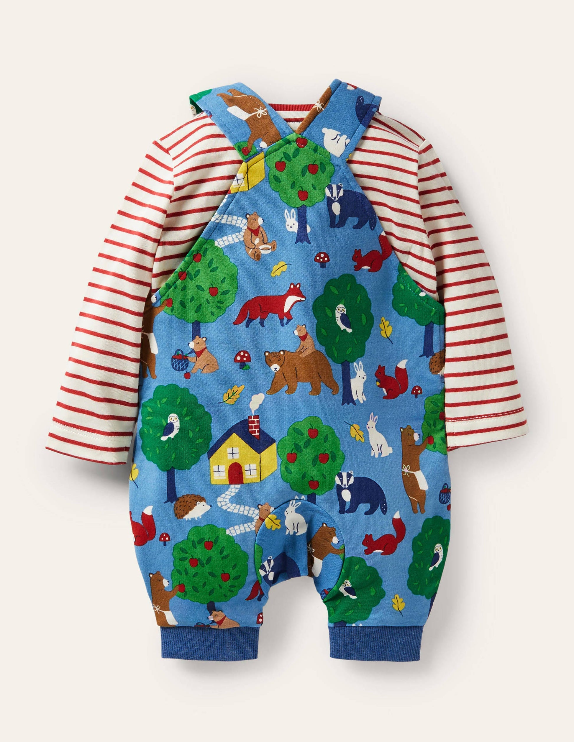Printed Jersey Dungaree Set-Elizabethan Blue Bears-2
