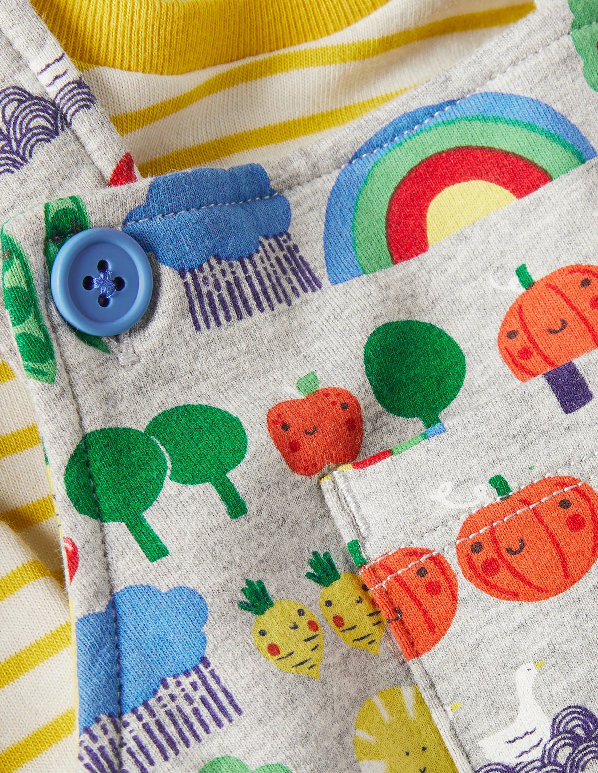 Printed Jersey Dungaree Set-Grey Marl Garden Gang - Image 3
