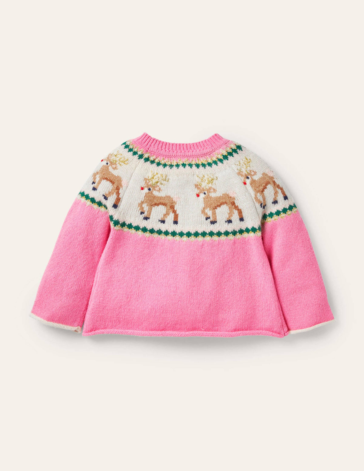 Fair Isle Cardigan-Formica Pink Reindeer-2