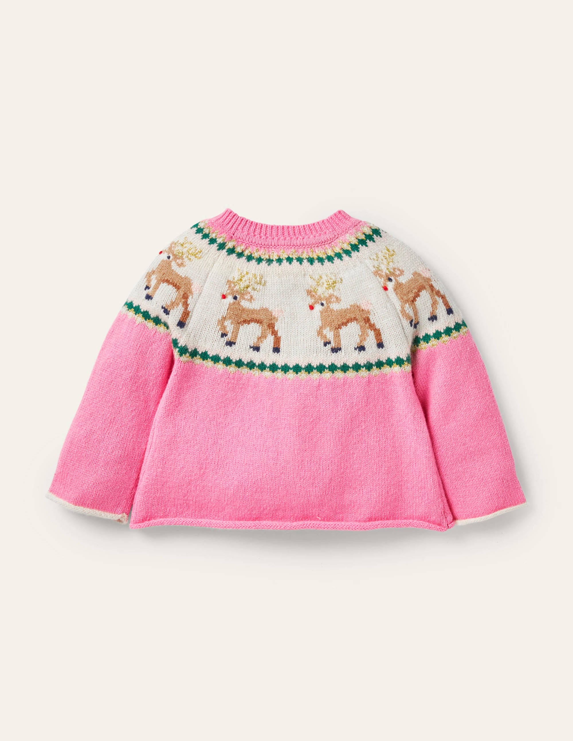 Fair Isle Cardigan-Formica Pink Reindeer - Image 2
