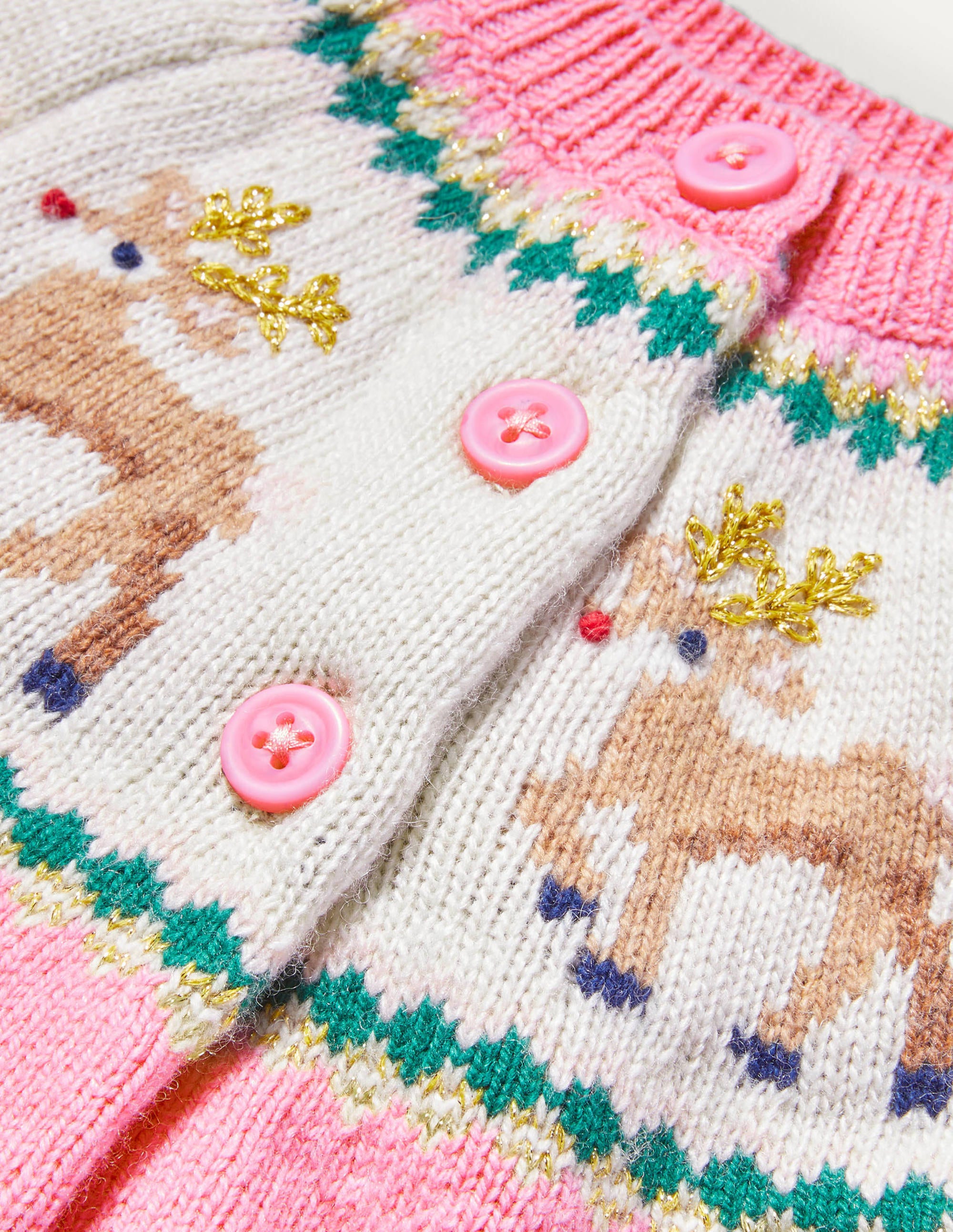 Fair Isle Cardigan-Formica Pink Reindeer - Image 3