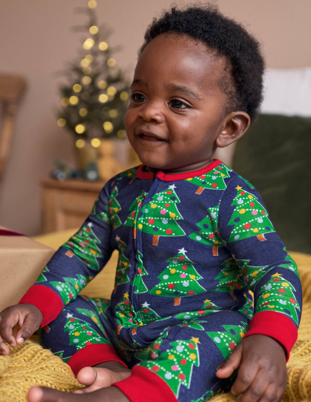 Twin Pack Zip Sleepsuit-Starboard Blue Christmas Trees - Image 4