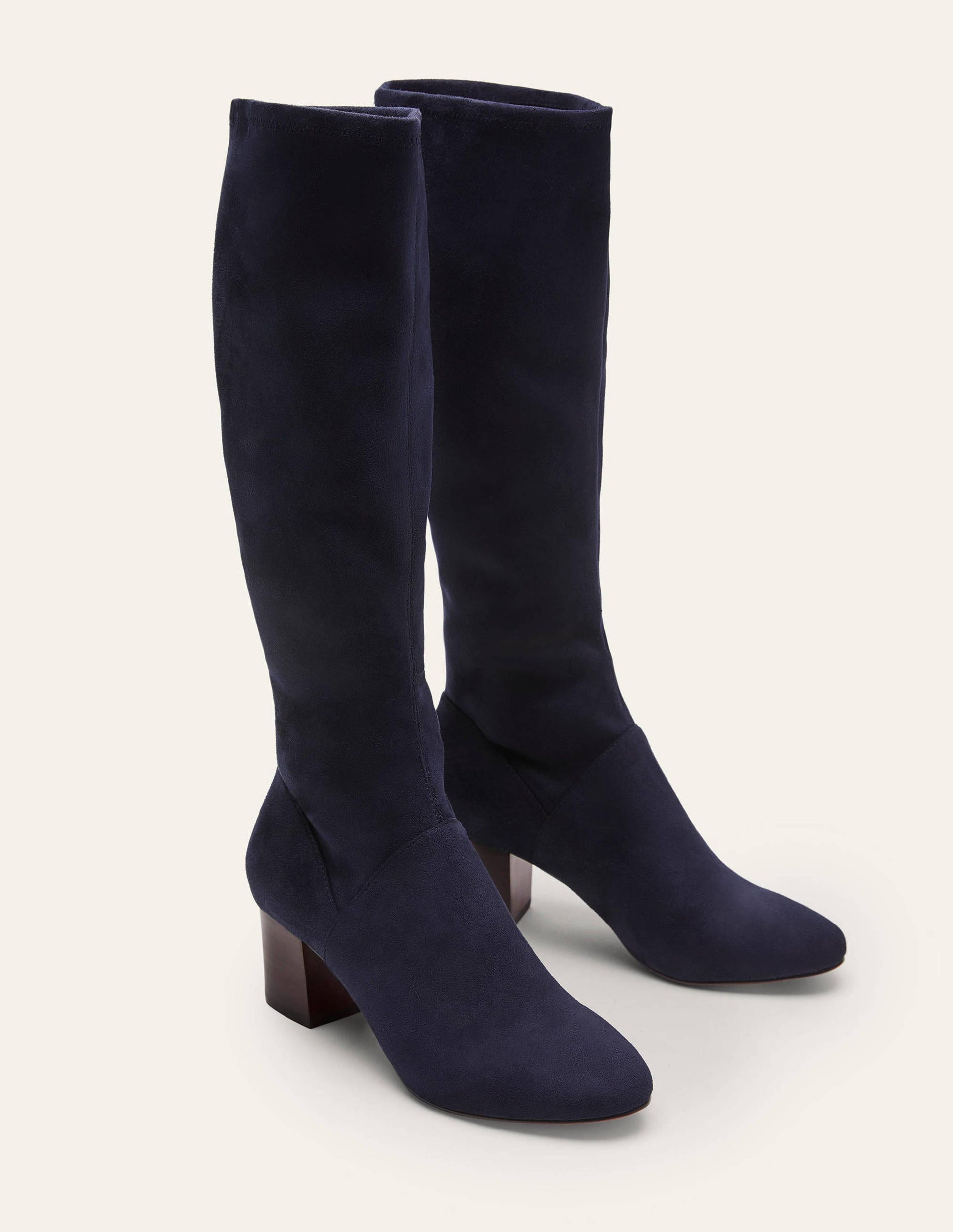 Round Toe Stretch Boots-Navy-1