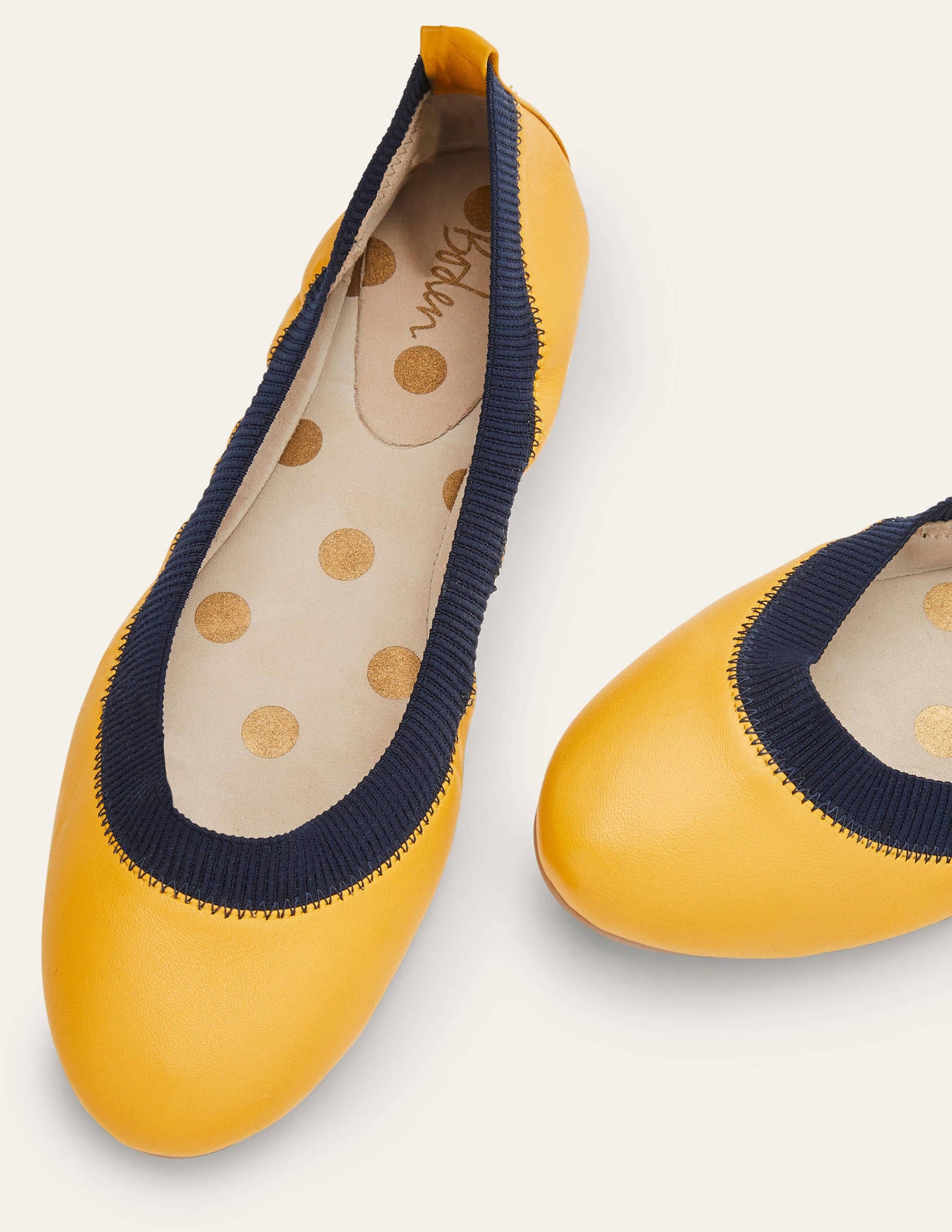 Hettie Flexi Ballerinas-Honey Gold/Navy-1