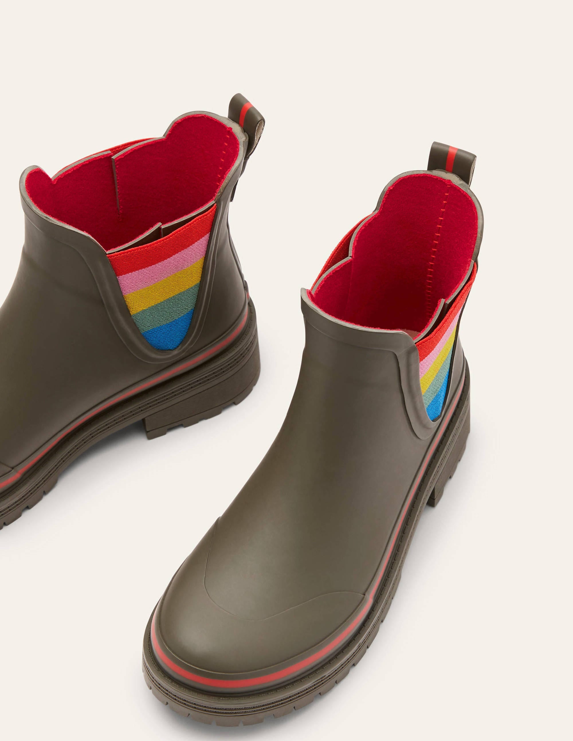 Bamburgh Wellington Boots-Classic Khaki/Cherry Red - Image 1