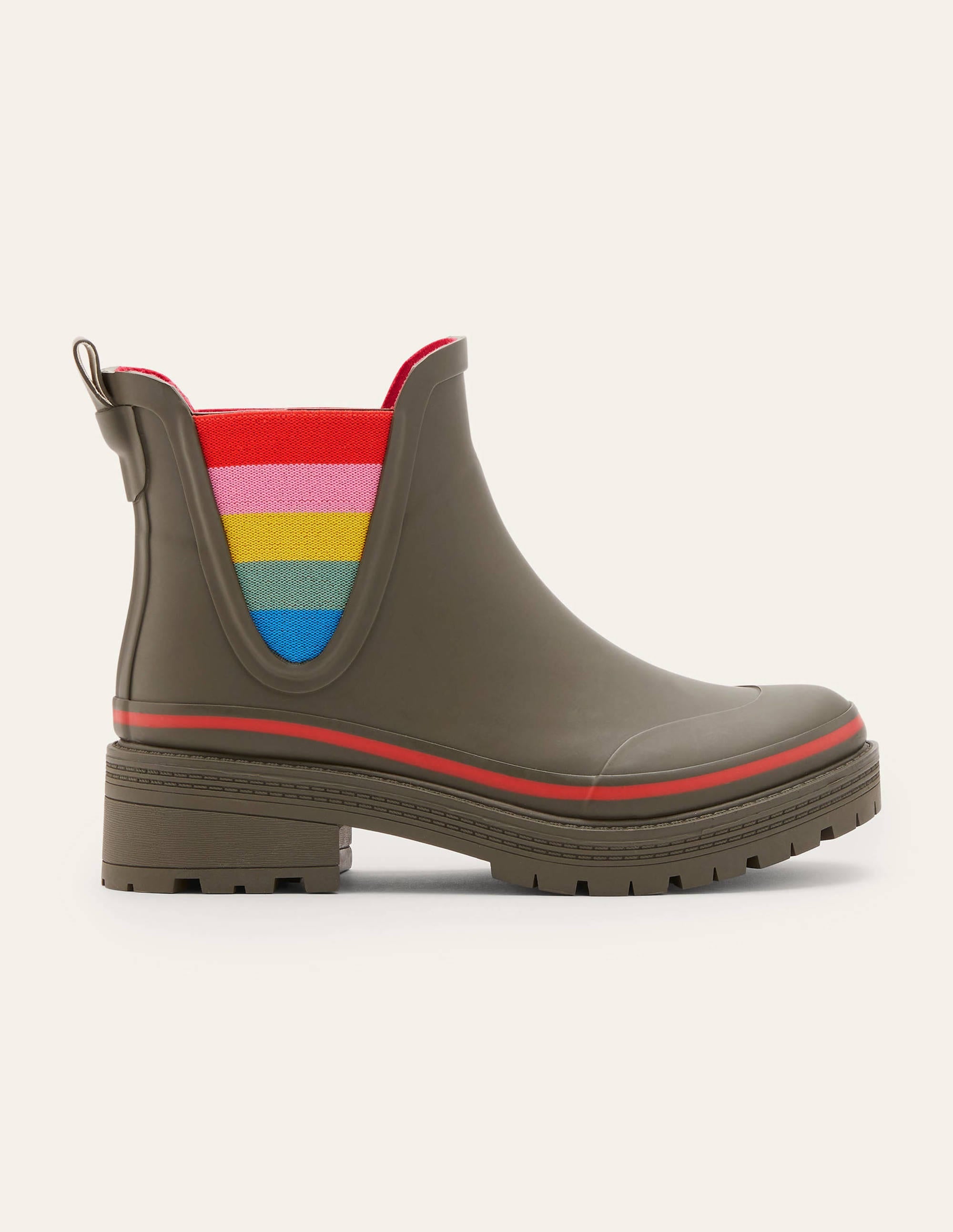 Bamburgh Wellington Boots-Classic Khaki/Cherry Red - Image 2