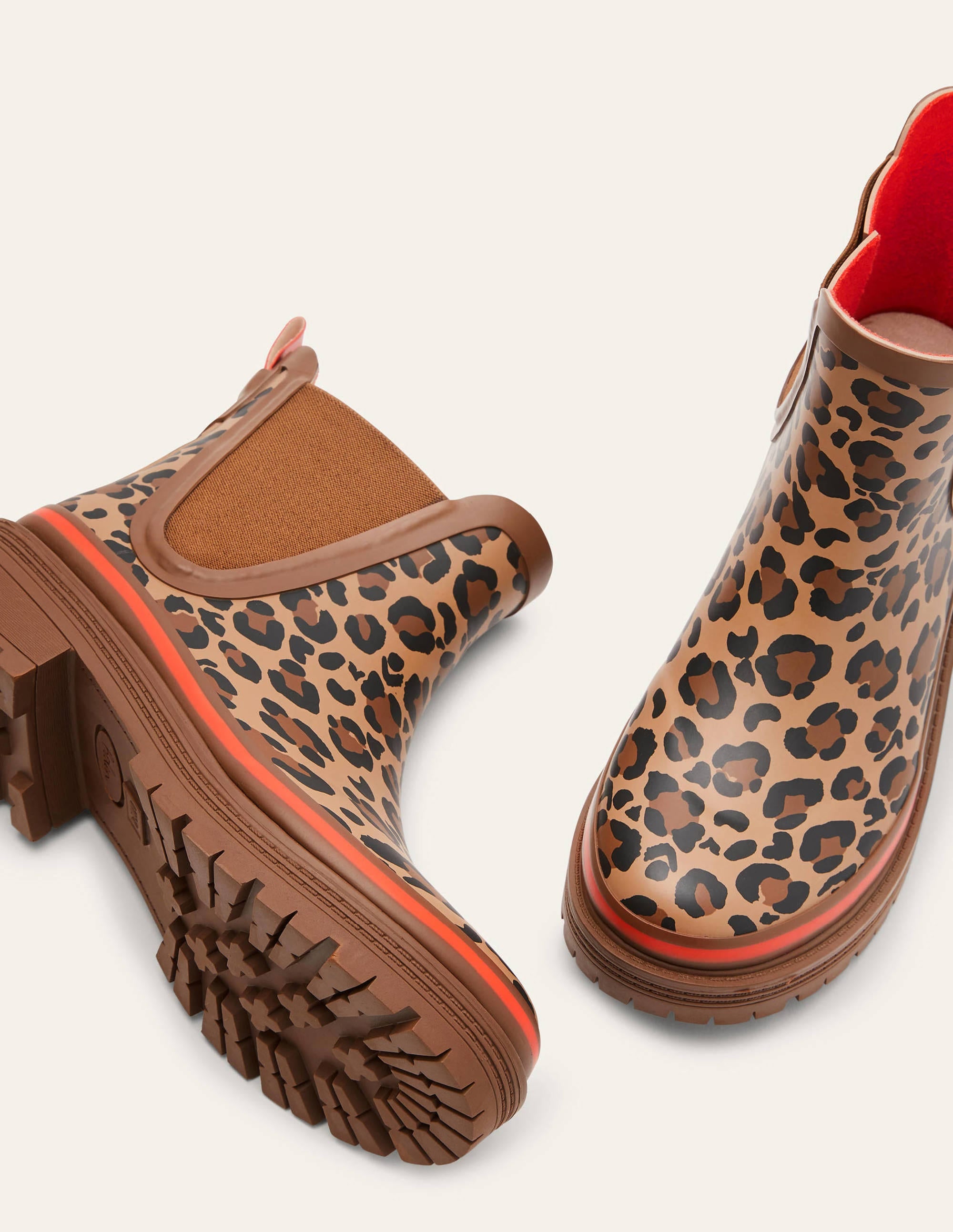 Bamburgh Wellington Boots-Leopard/Firecracker - Image 1