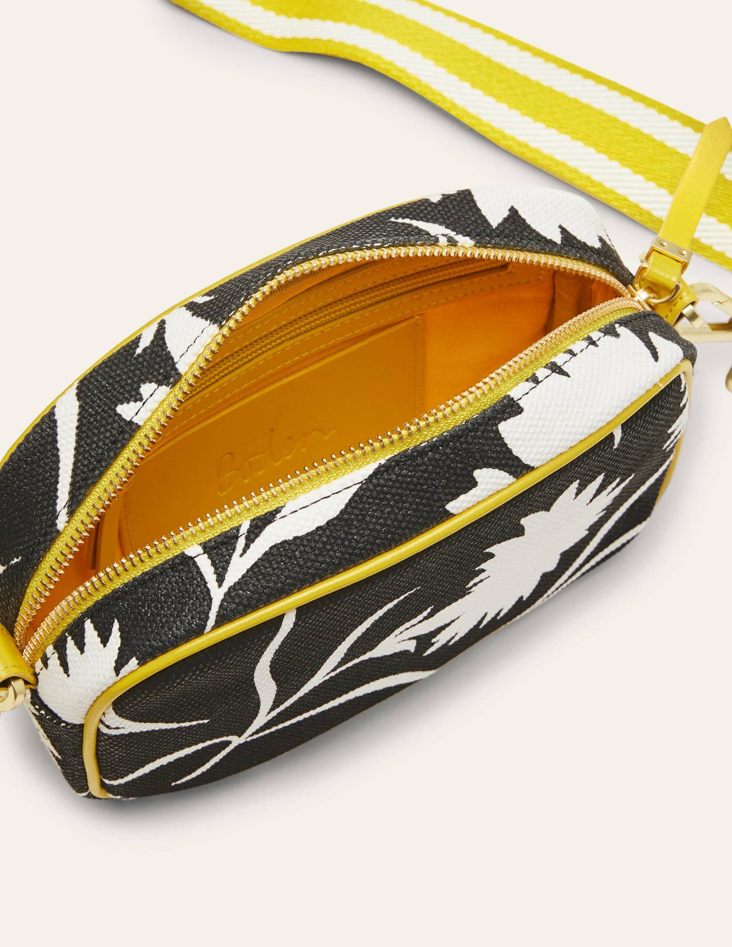 Canvas Crossbody Bag-Black, Leafy Bud