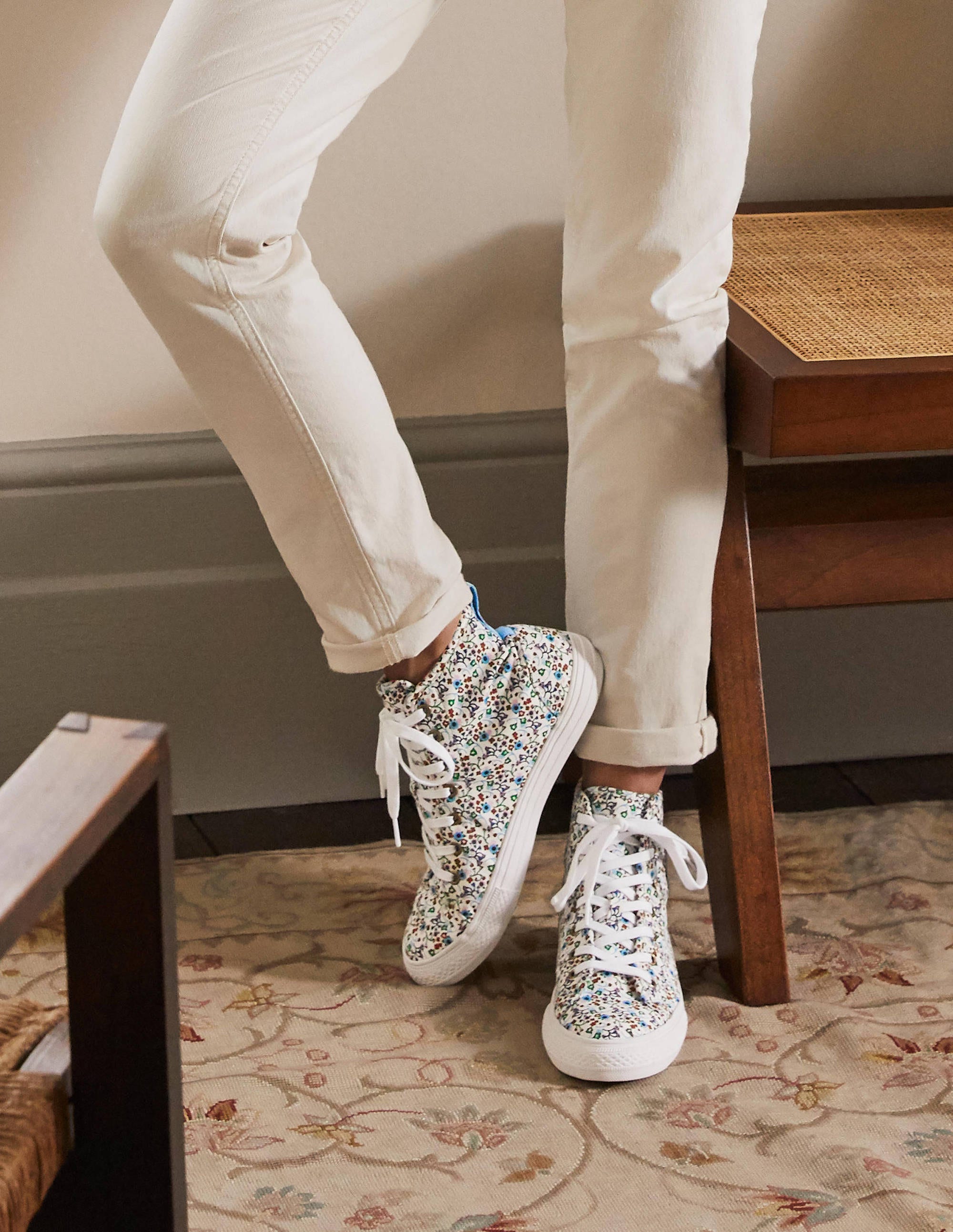 Philippa Trainers-Ivory, Floral Print - Image 4