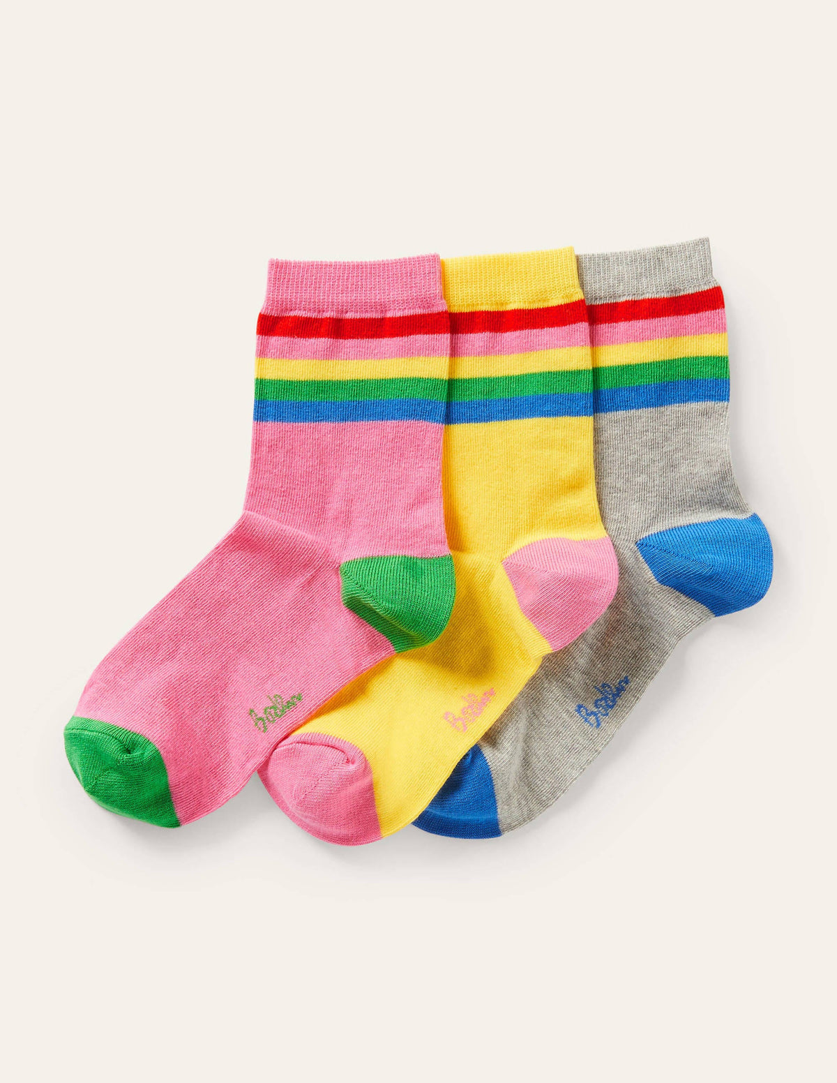Three Pack Ankle Socks-Multi Stripe Band-1