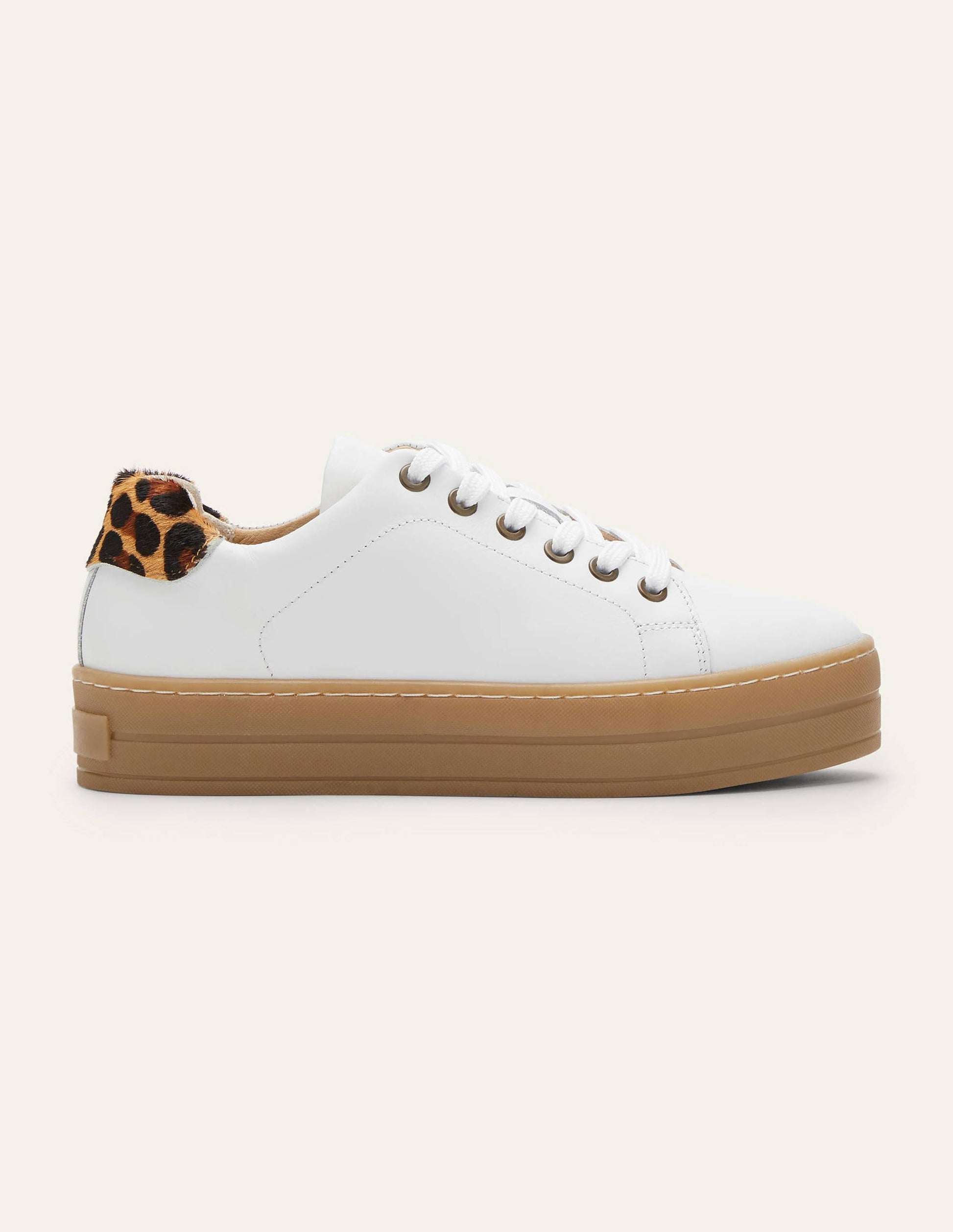 Leather Flatform Trainers-White Gum Sole-2