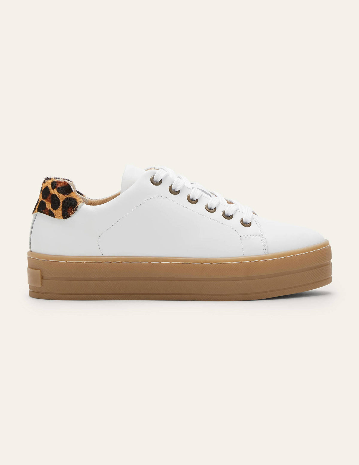 Leather Flatform Trainers-White Gum Sole - Image 2