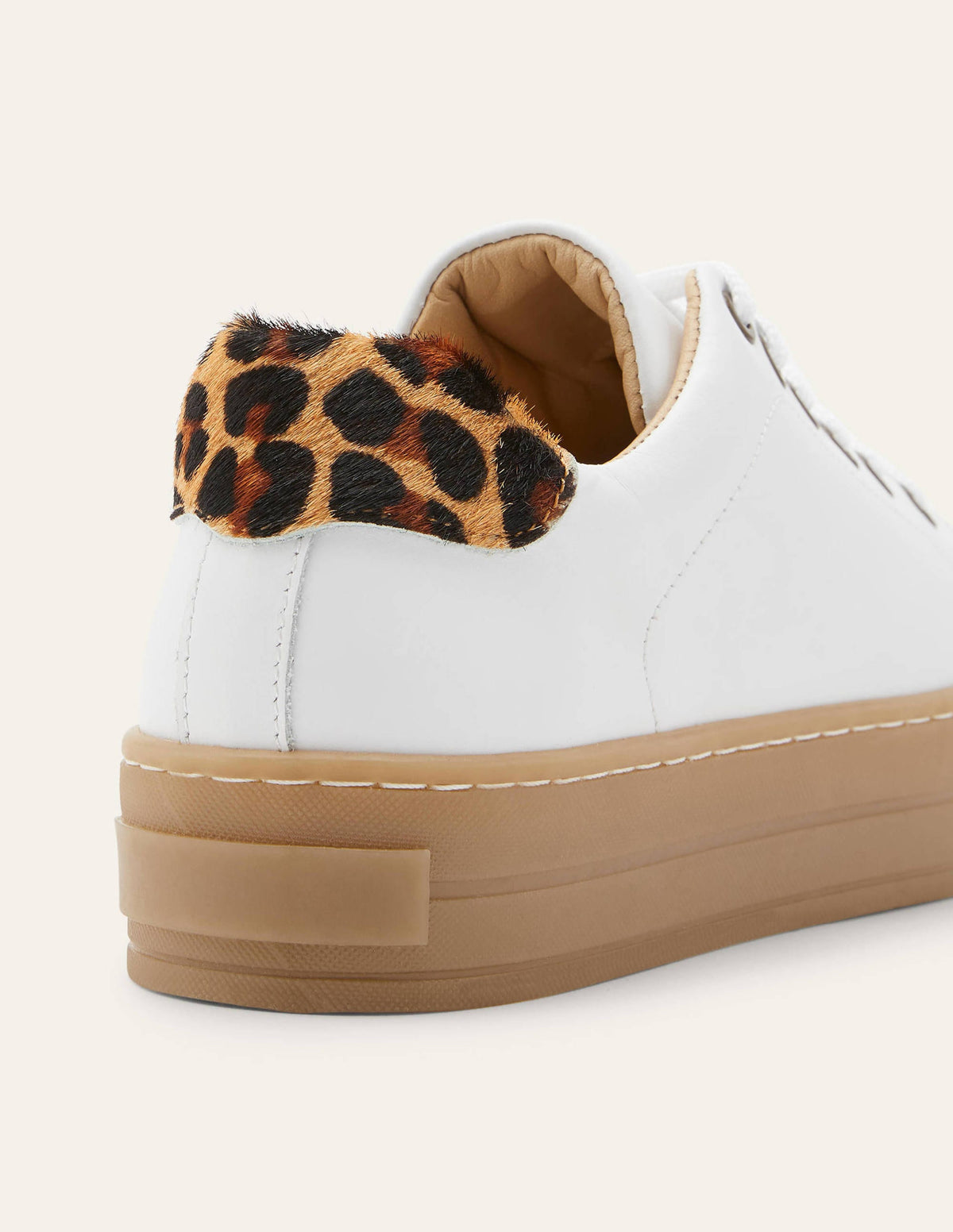 Leather Flatform Trainers-White Gum Sole - Image 3
