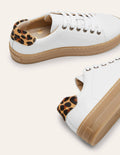 Leather Flatform Trainers-White Gum Sole
