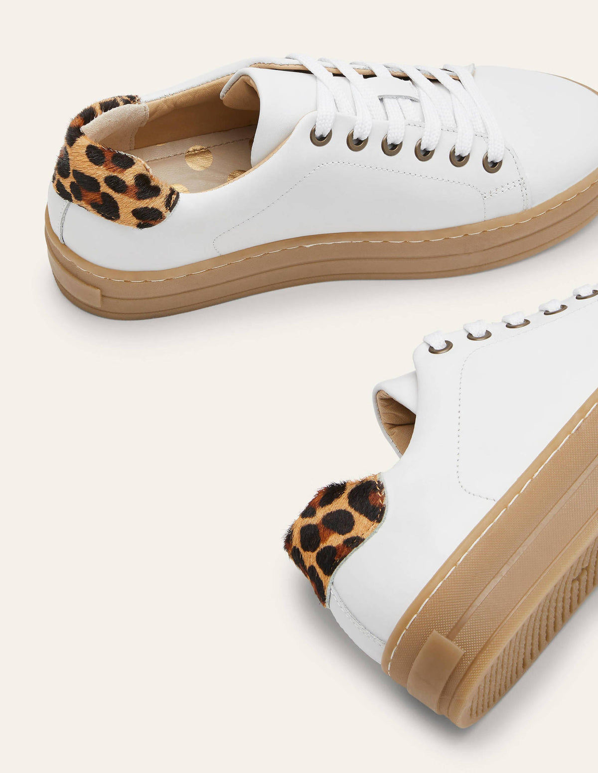 Leather Flatform Trainers-White Gum Sole - Image 1