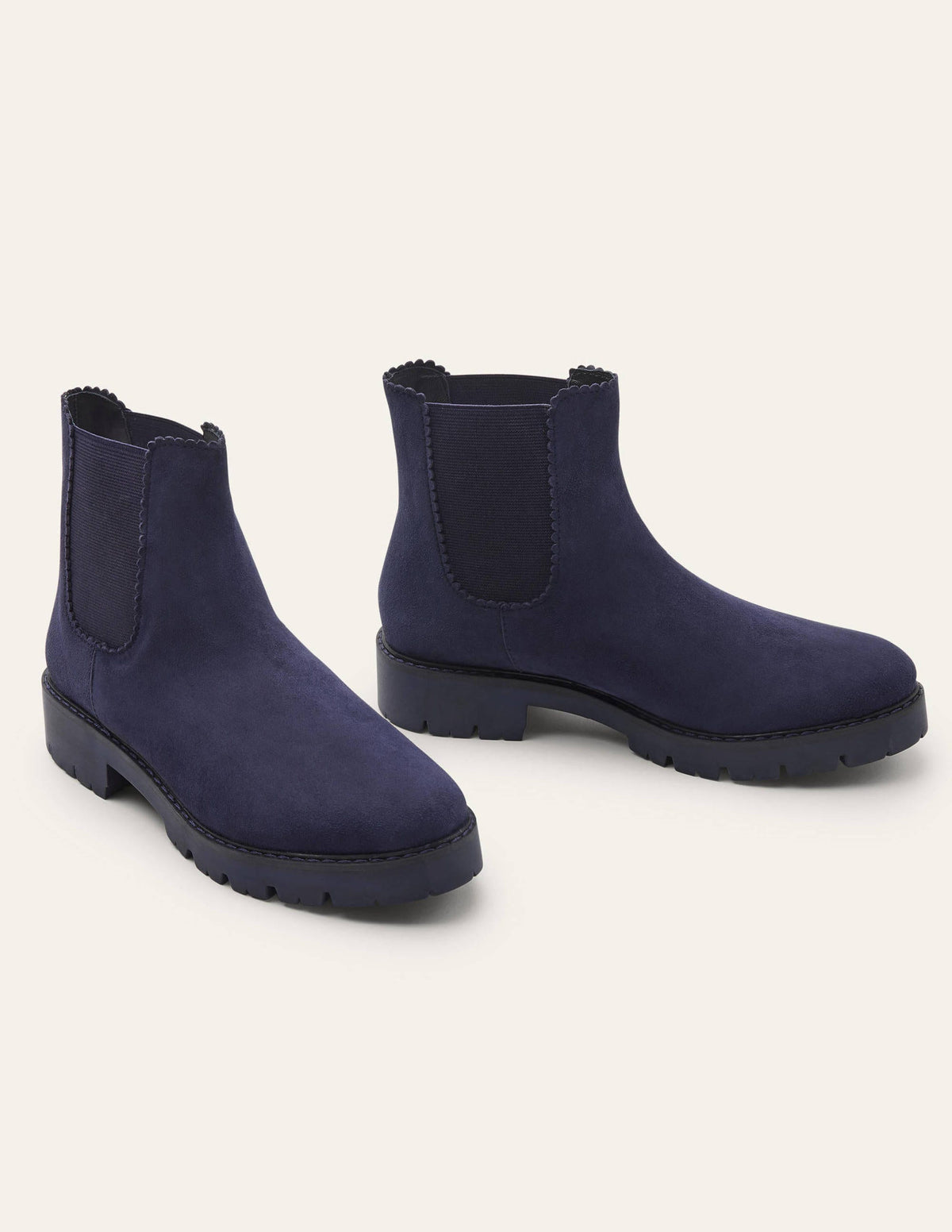 Scallop Detail Chelsea Boots-Navy-1