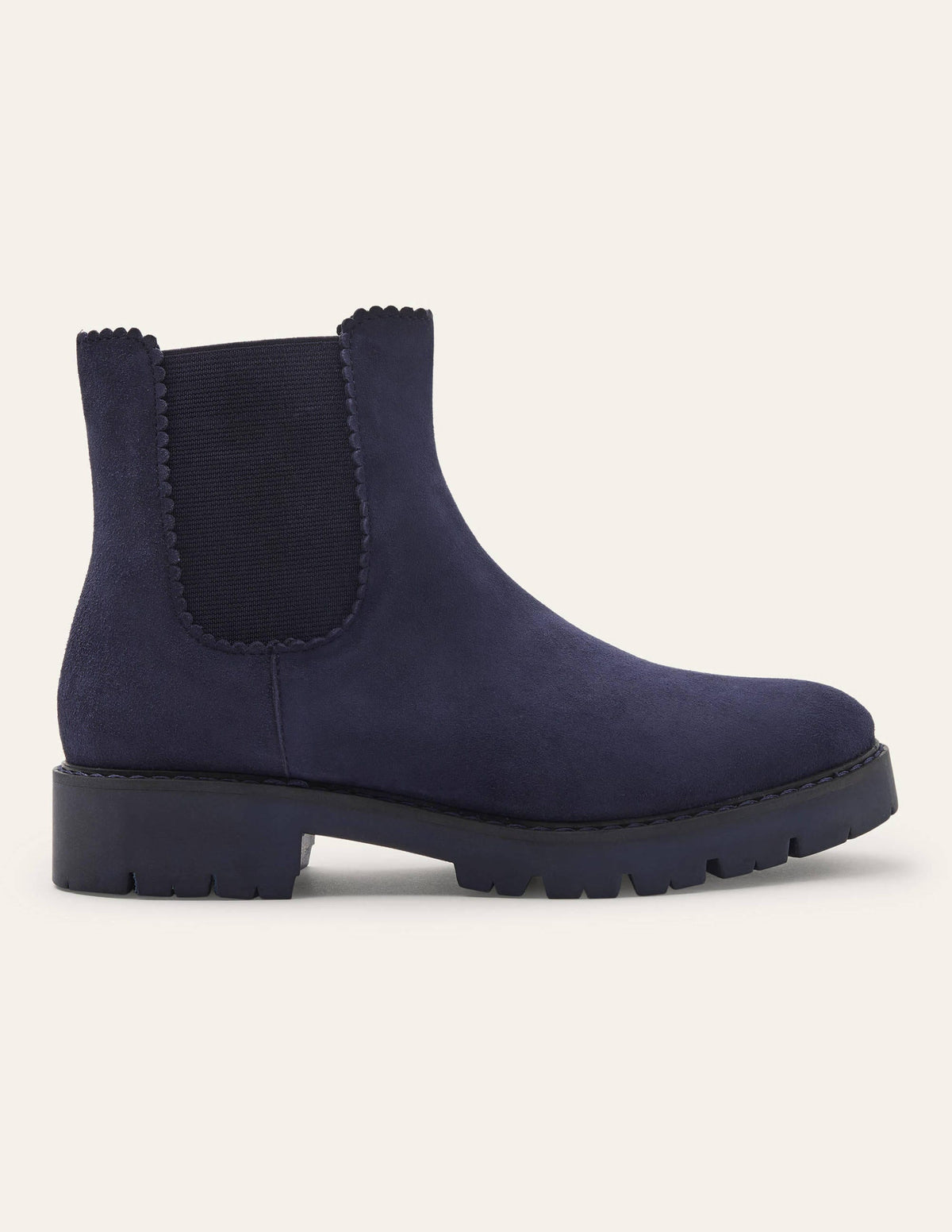 Scallop Detail Chelsea Boots-Navy-2