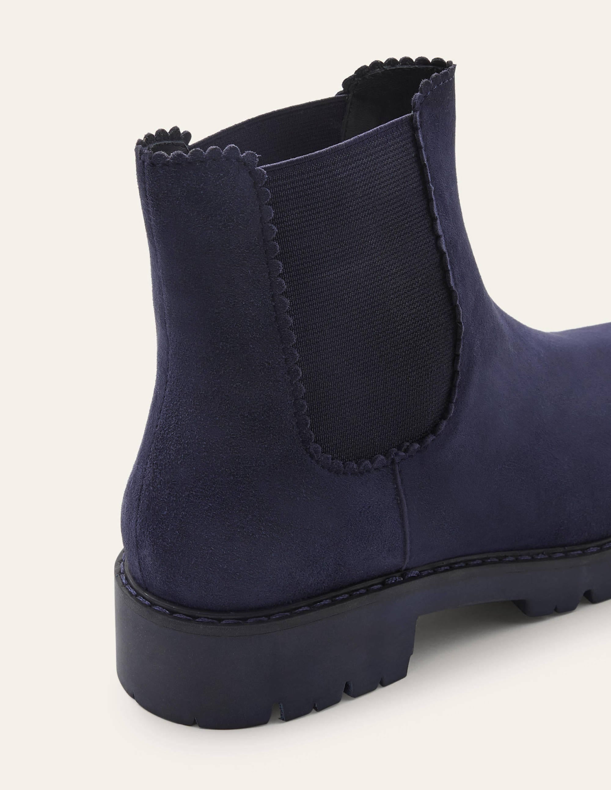 Scallop Detail Chelsea Boots-Navy - Image 3