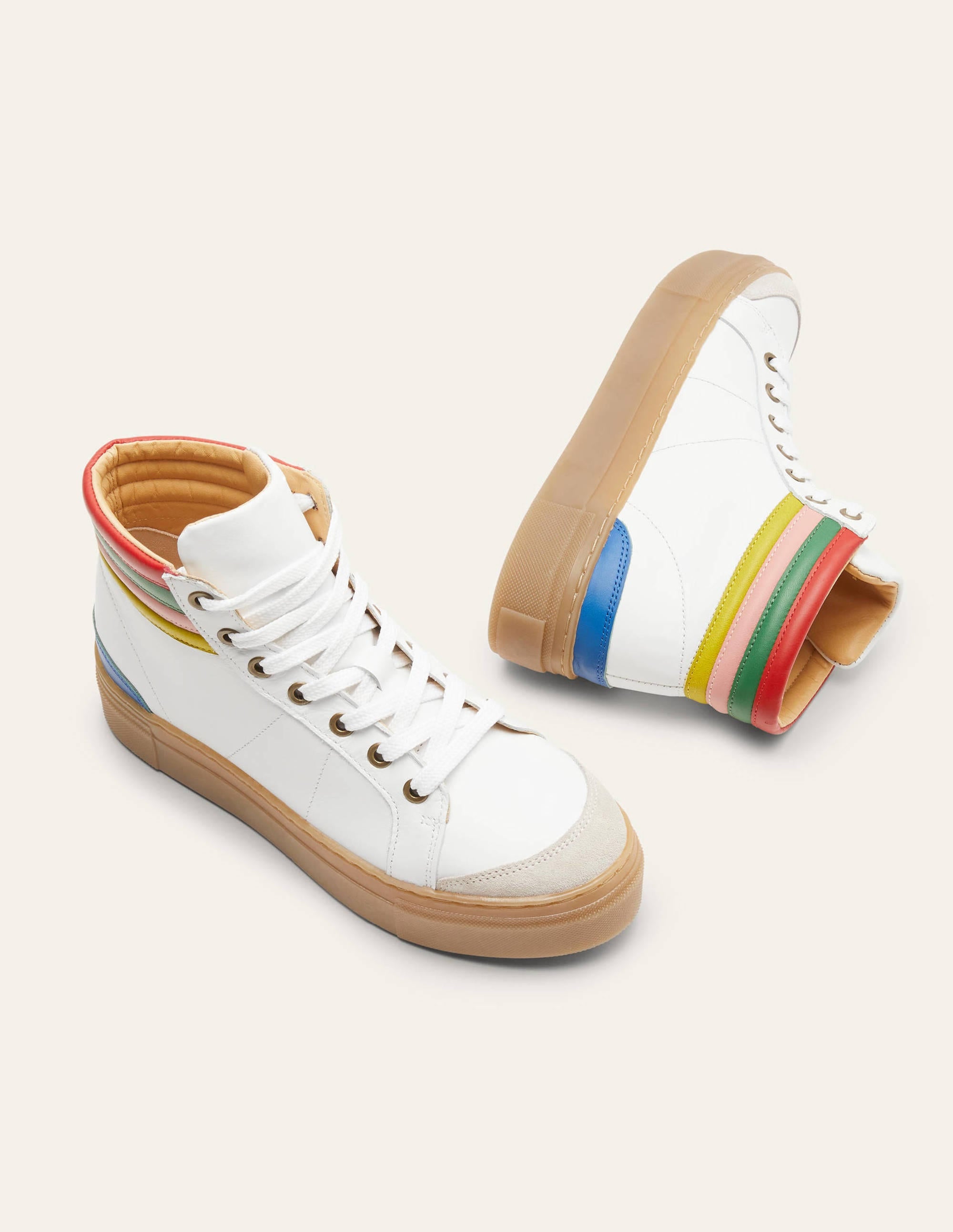 Amber High Top Trainers-White Multi - Image 1