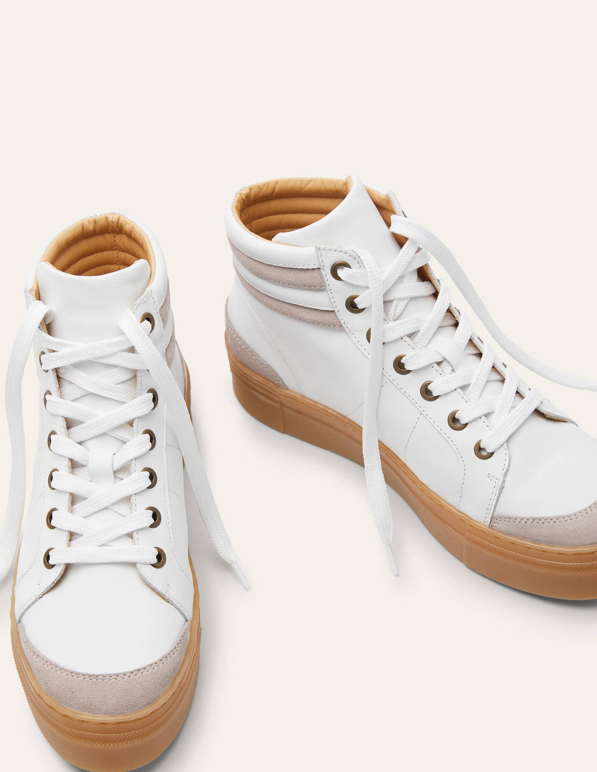 Amber High Top Trainers-White Leather - Image 1