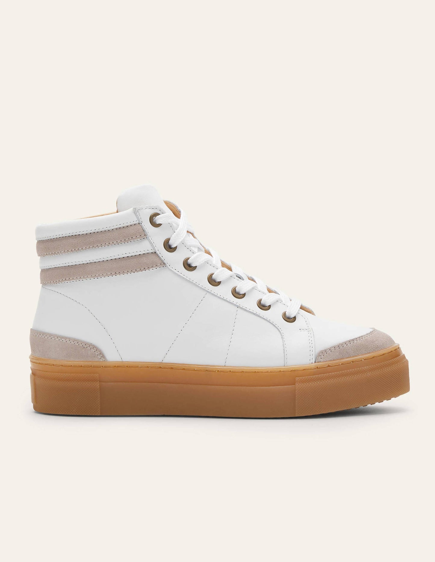 Amber High Top Trainers-White Leather