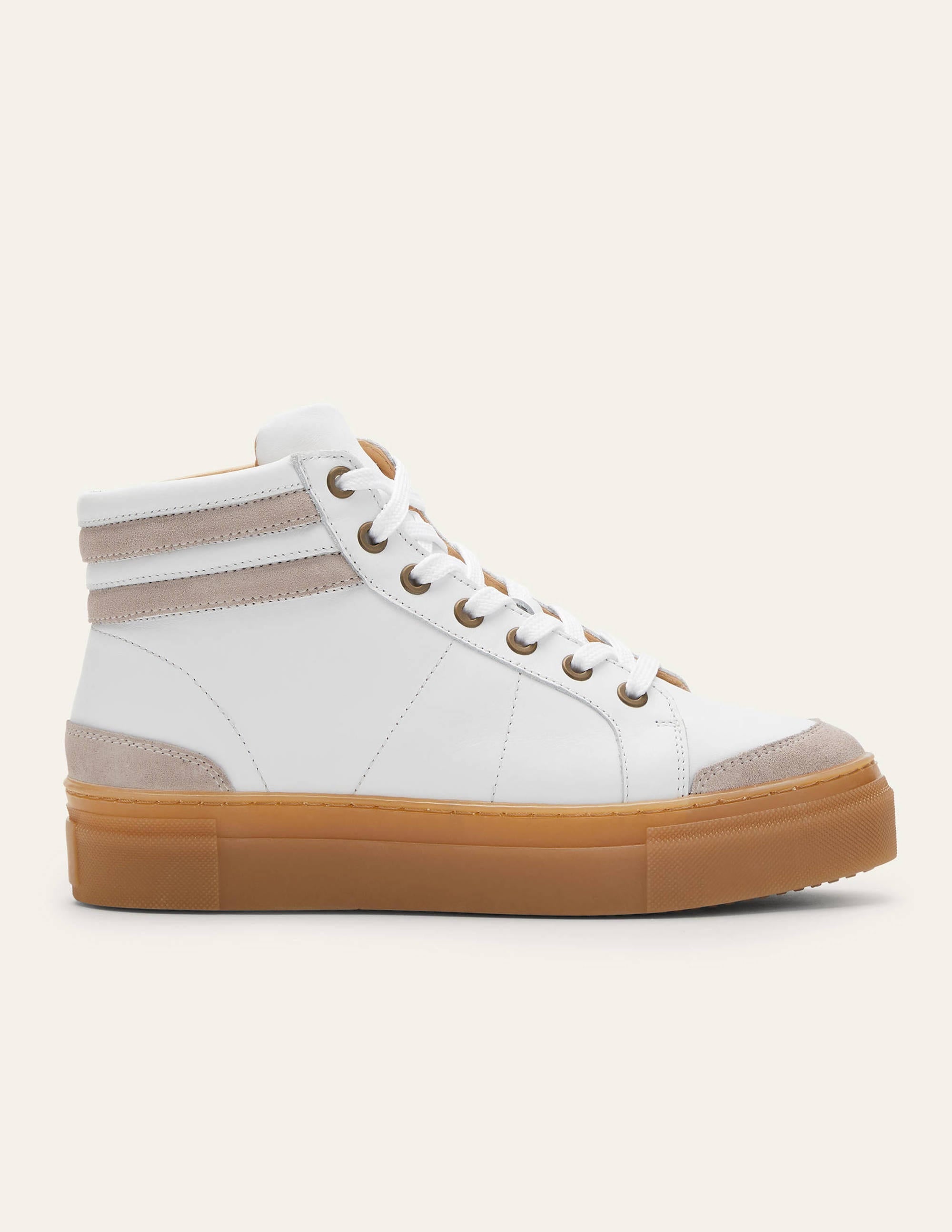 Amber High Top Trainers-White Leather - Image 2