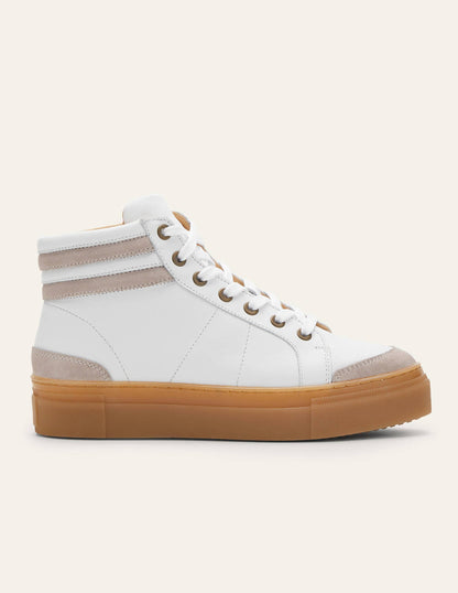 Amber High Top Trainers-White Leather-2