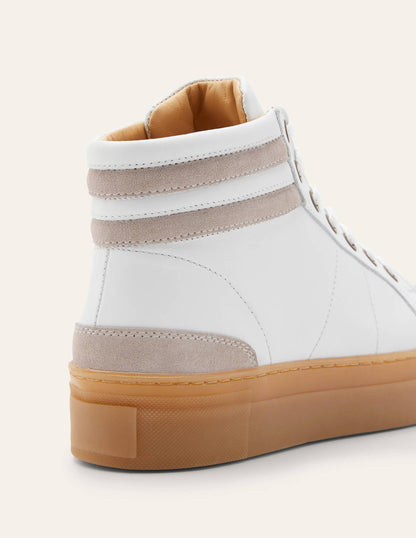 Amber High Top Trainers-White Leather-3