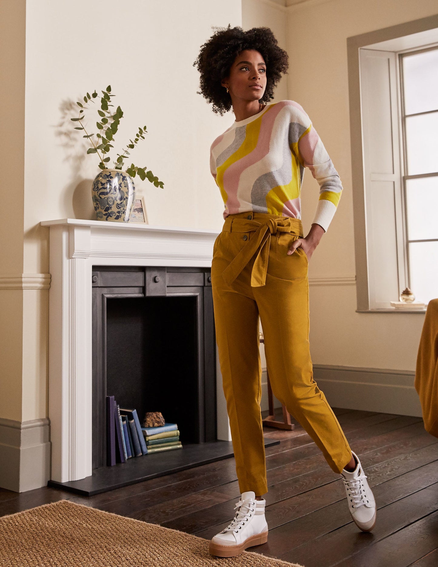 Amber High Top Trainers-White Leather