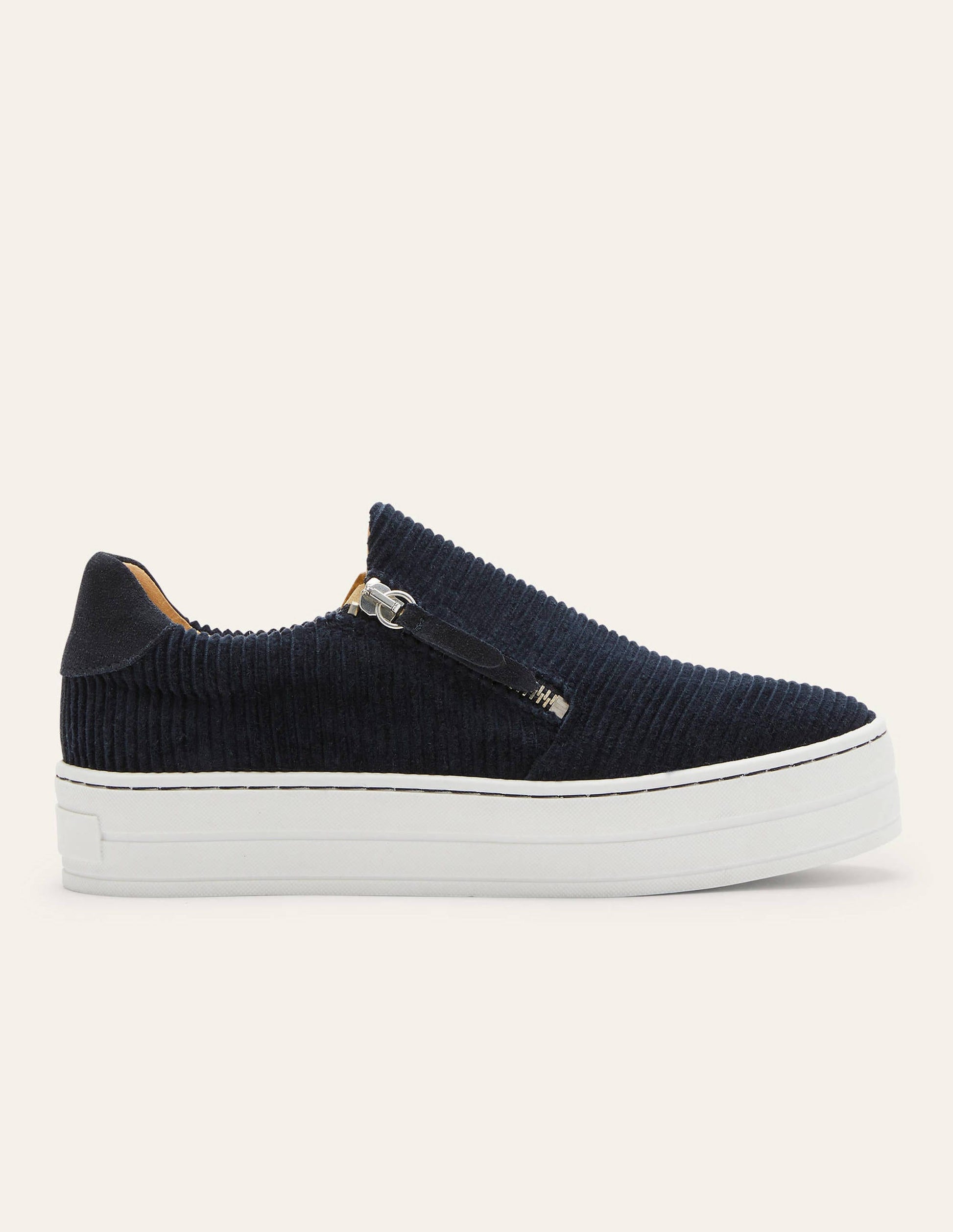 Zip Flatform Trainers-Navy Cord-2